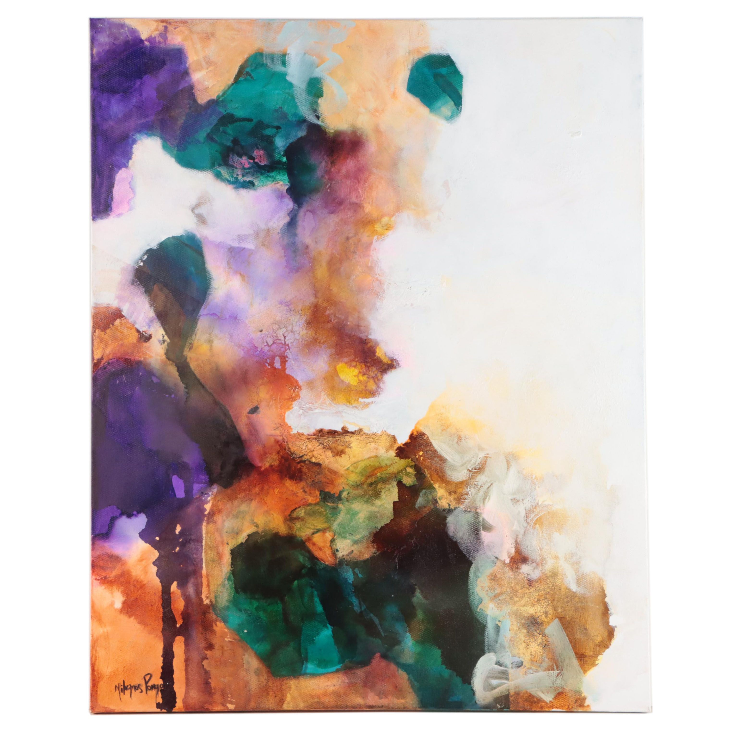 Milagros Pongo Abstract Mixed Media Painting "Infinity," 21st Century