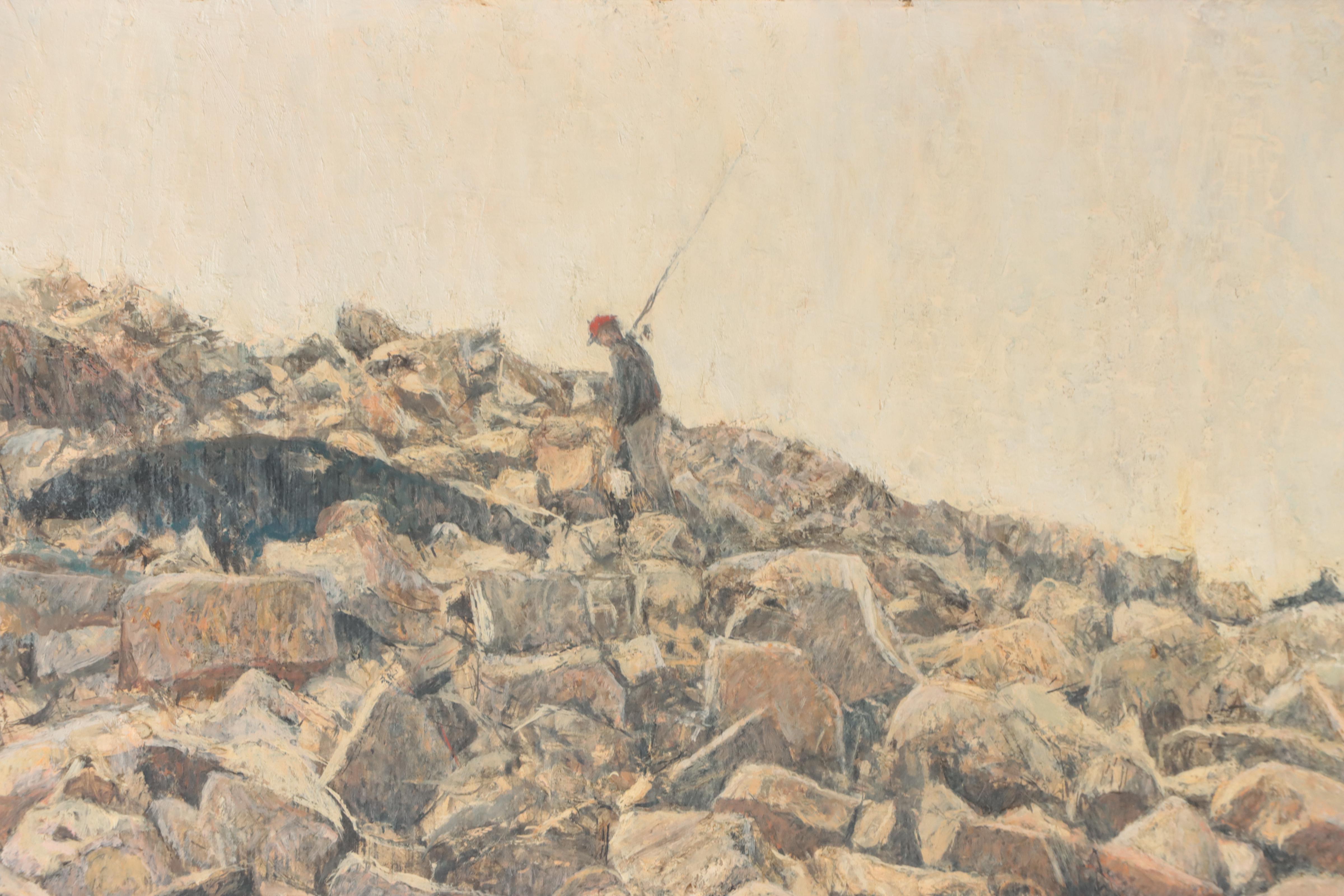 Philip B. White Coastal Landscape Oil Painting "Low Tide," 1961