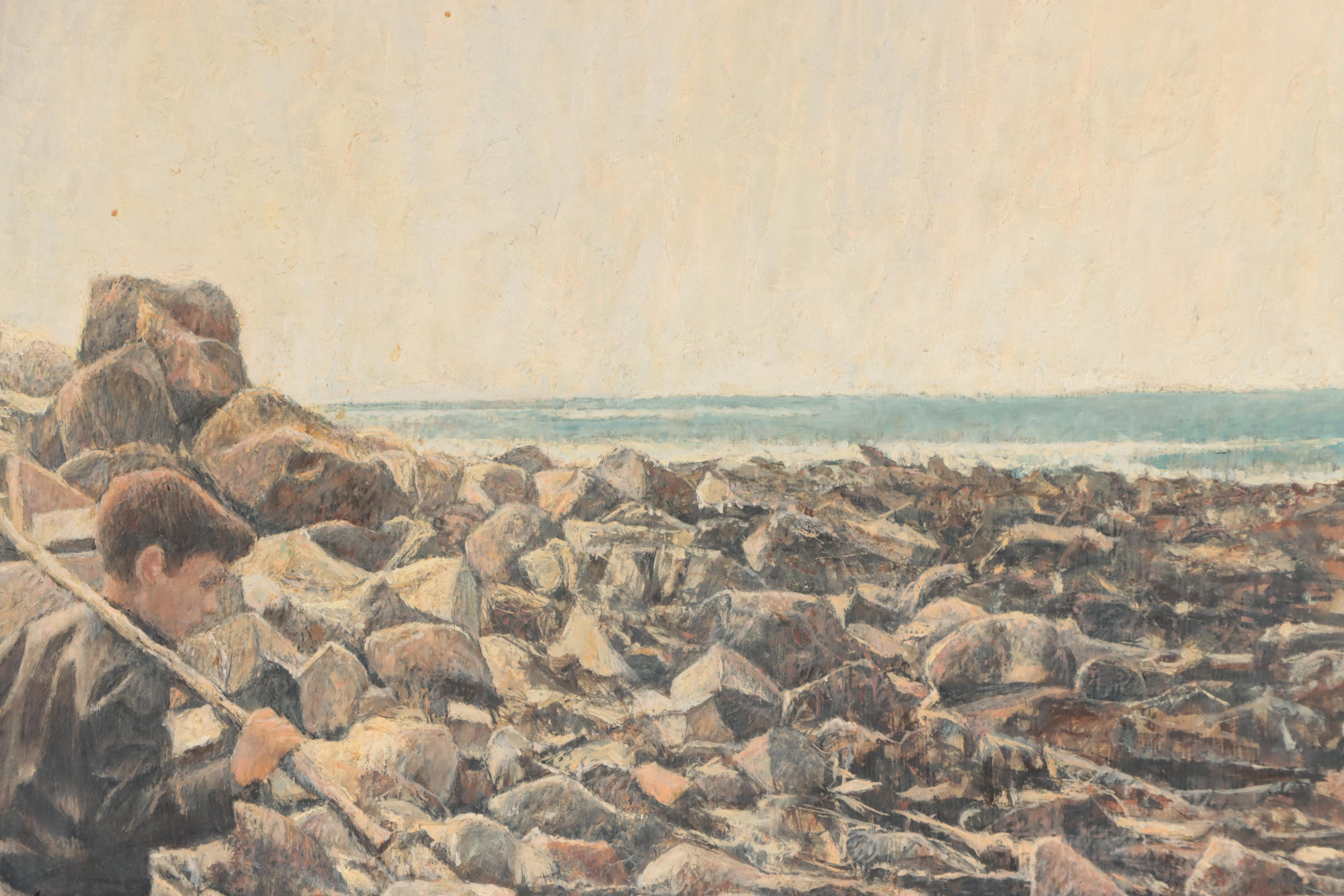 Philip B. White Coastal Landscape Oil Painting "Low Tide," 1961