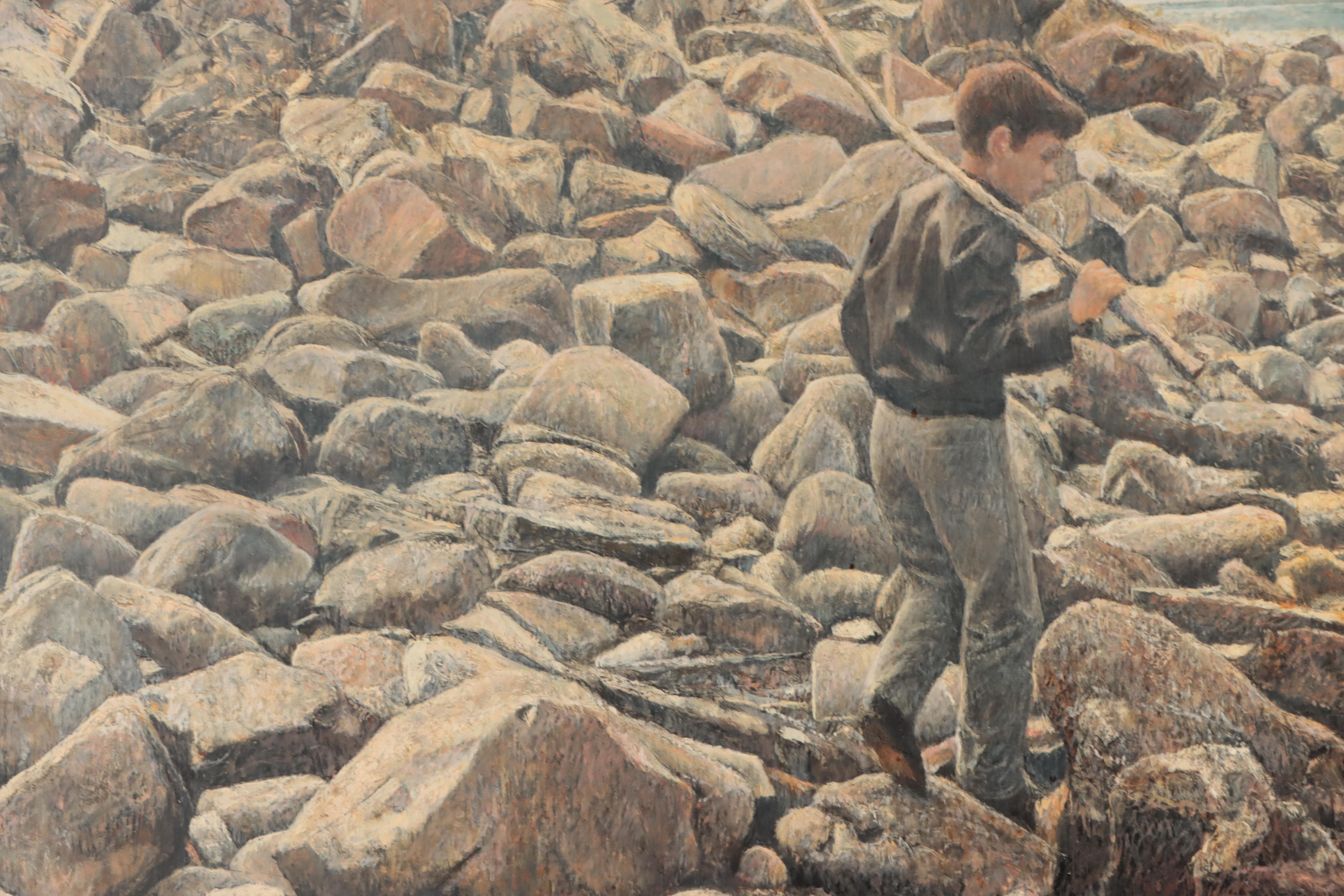 Philip B. White Coastal Landscape Oil Painting "Low Tide," 1961