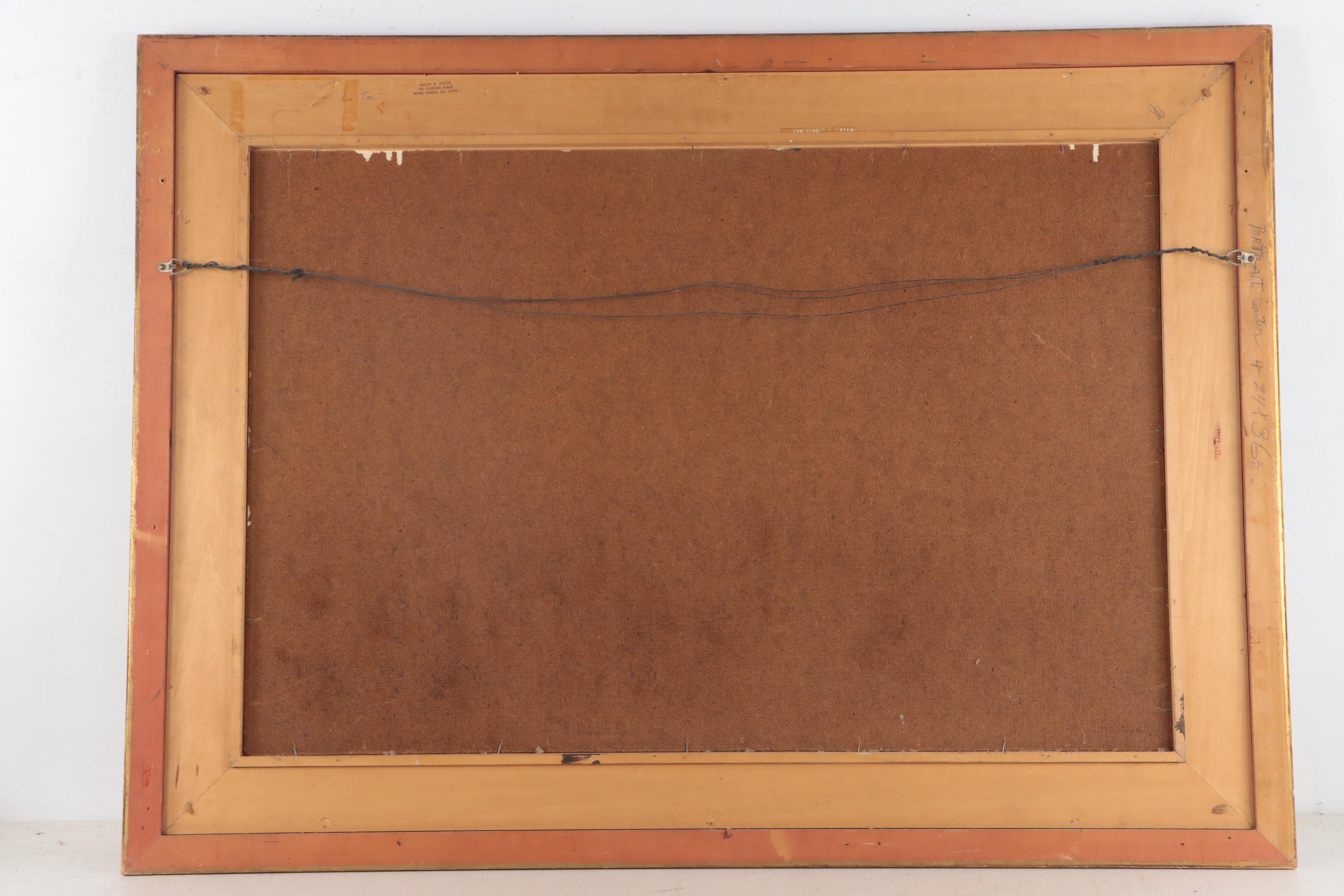 Philip B. White Coastal Landscape Oil Painting "Low Tide," 1961