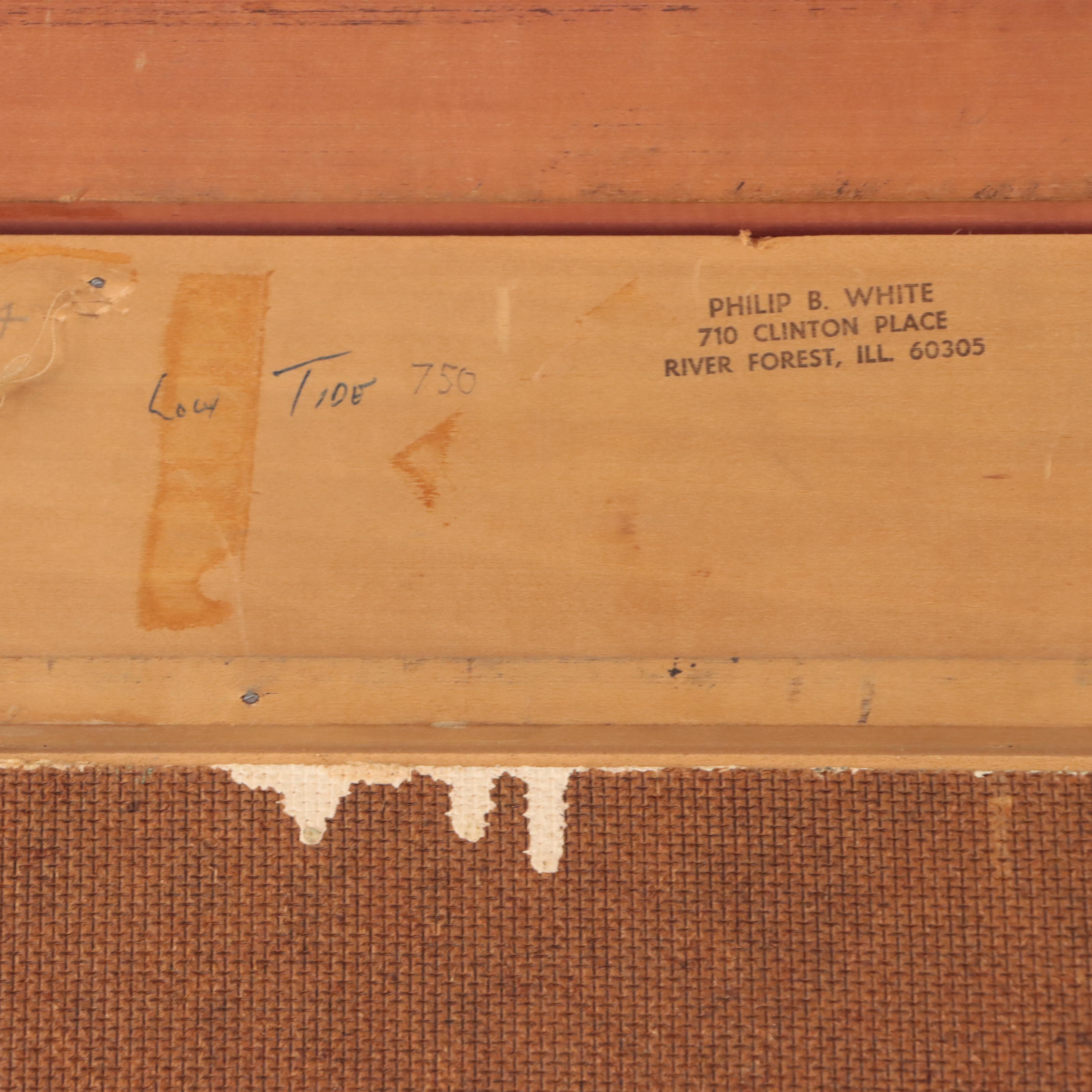 Philip B. White Coastal Landscape Oil Painting "Low Tide," 1961