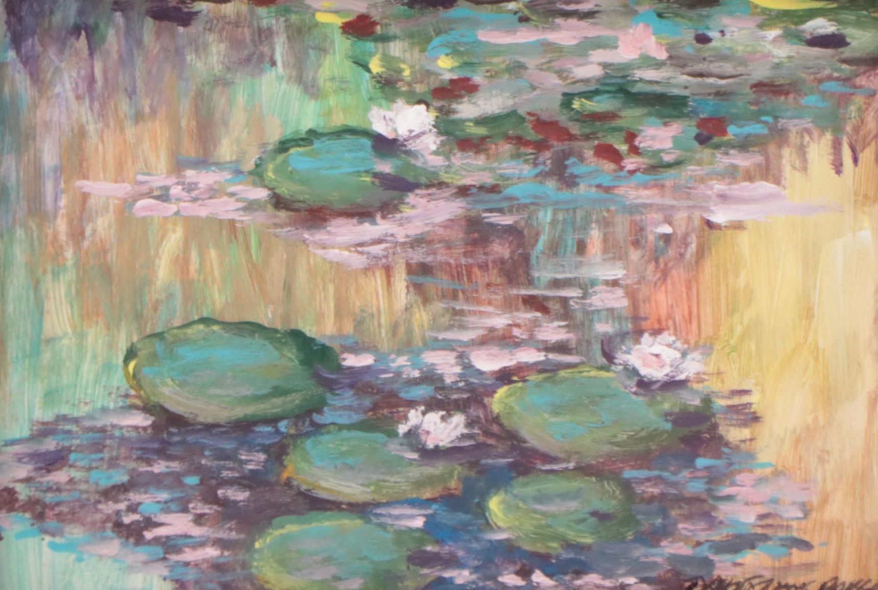 Robert Riddle-Baker Acrylic Painting of Water Lilies, 2023