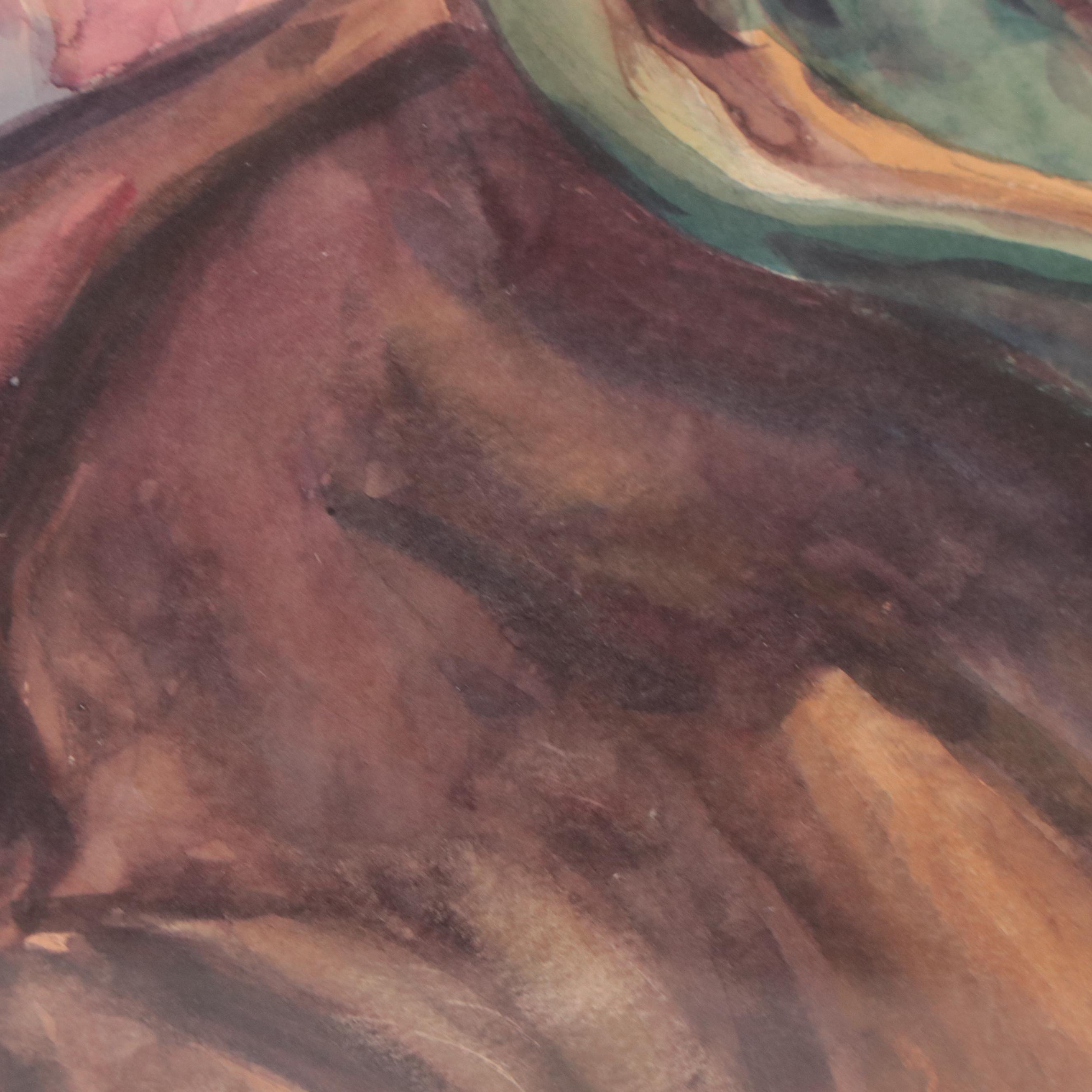 Dan Burne Jones Watercolor Painting Portrait of Robed Man