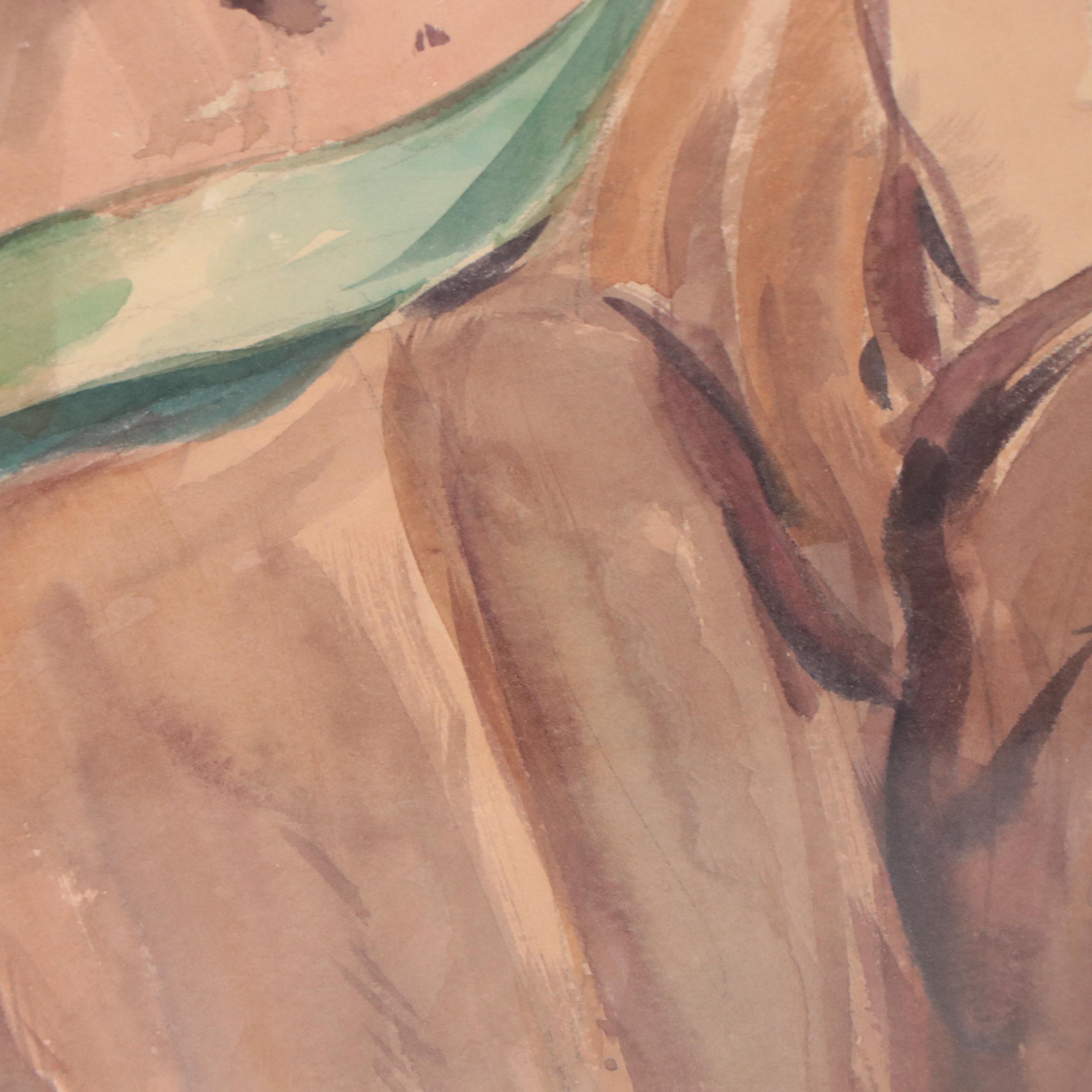 Dan Burne Jones Watercolor Painting Portrait of Robed Man