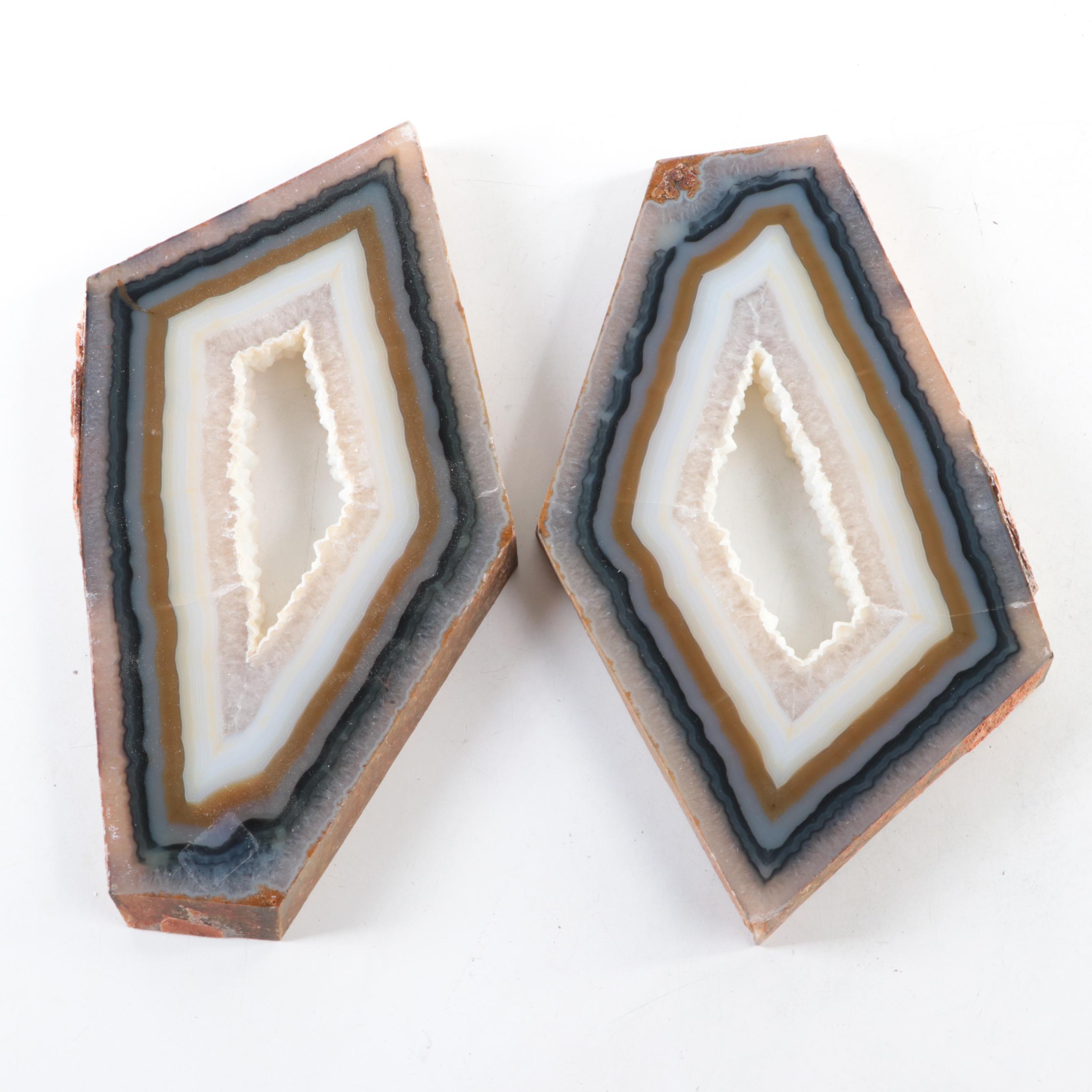 Assembled Sliced Banded Agate Geode Slabs