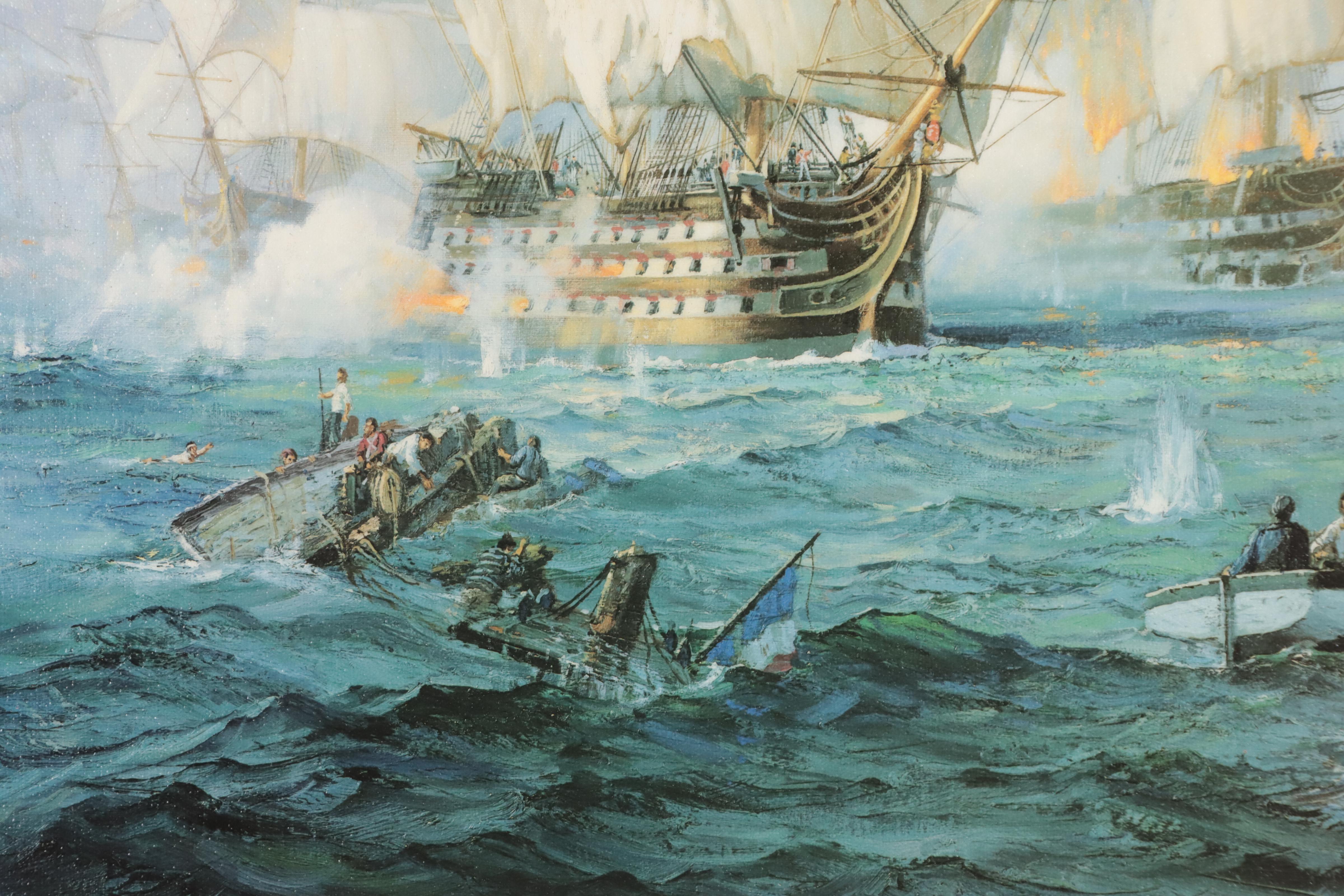 Charles Vickery Naval Scene Offset Lithograph "Storm of Battle"