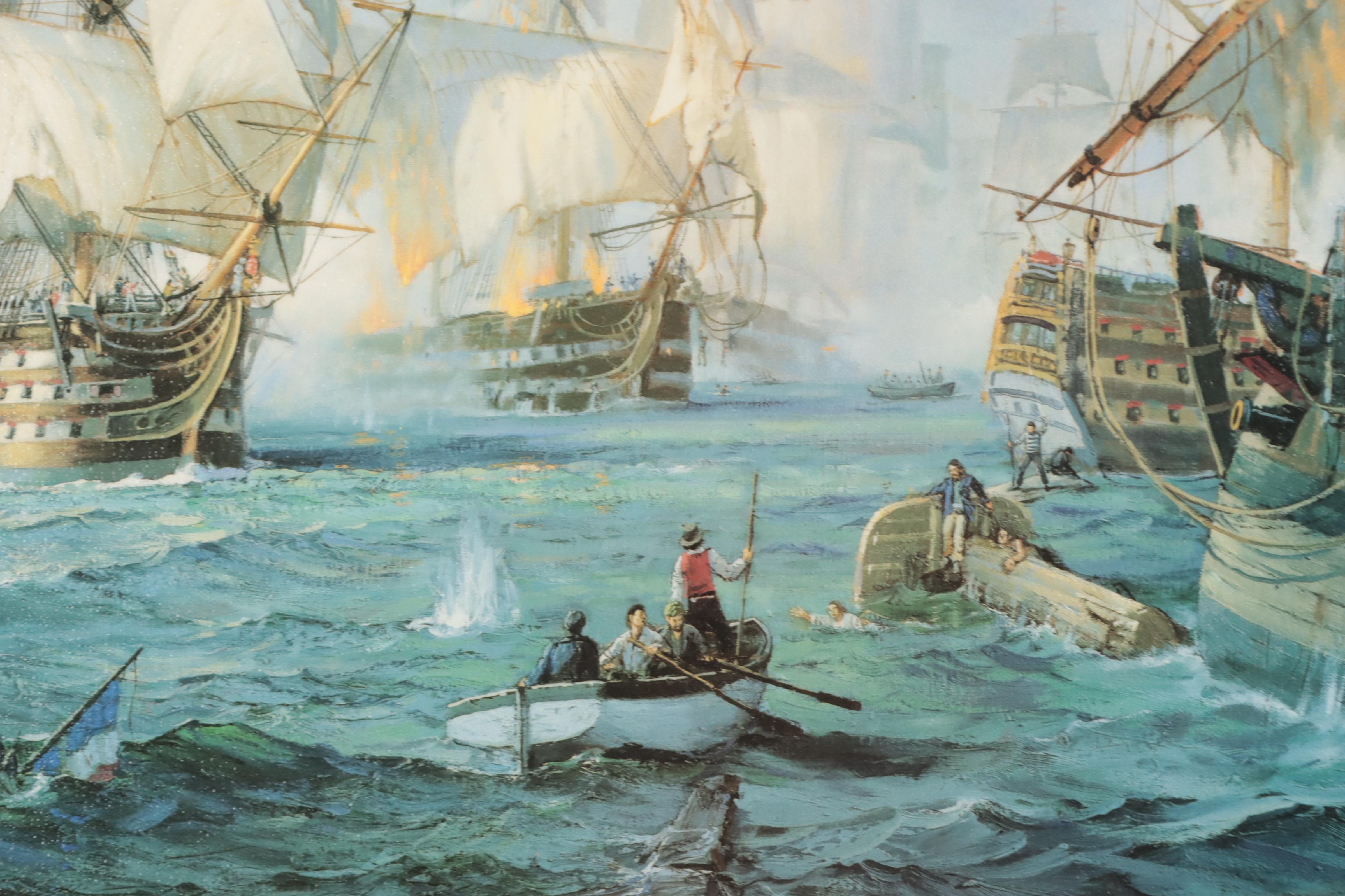 Charles Vickery Naval Scene Offset Lithograph "Storm of Battle"