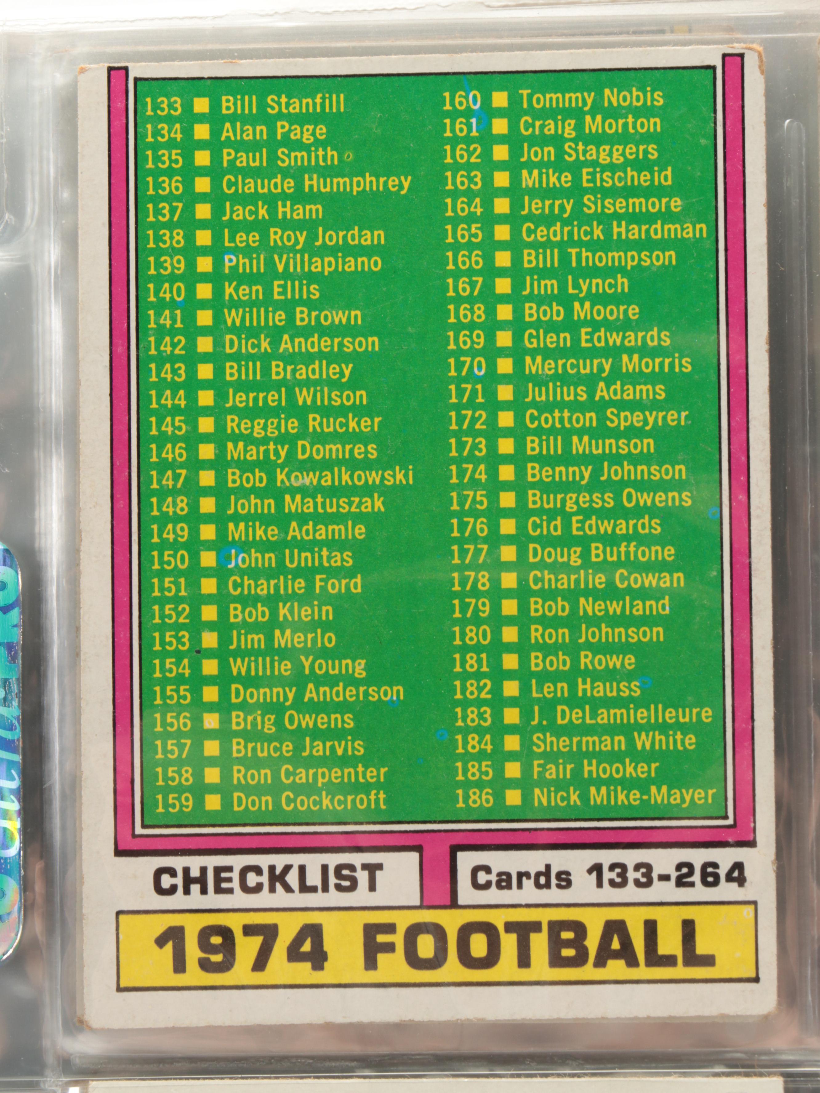 1974 and 1975 Topps Football Cards with Bob Lilly, Lynn Swan, and More