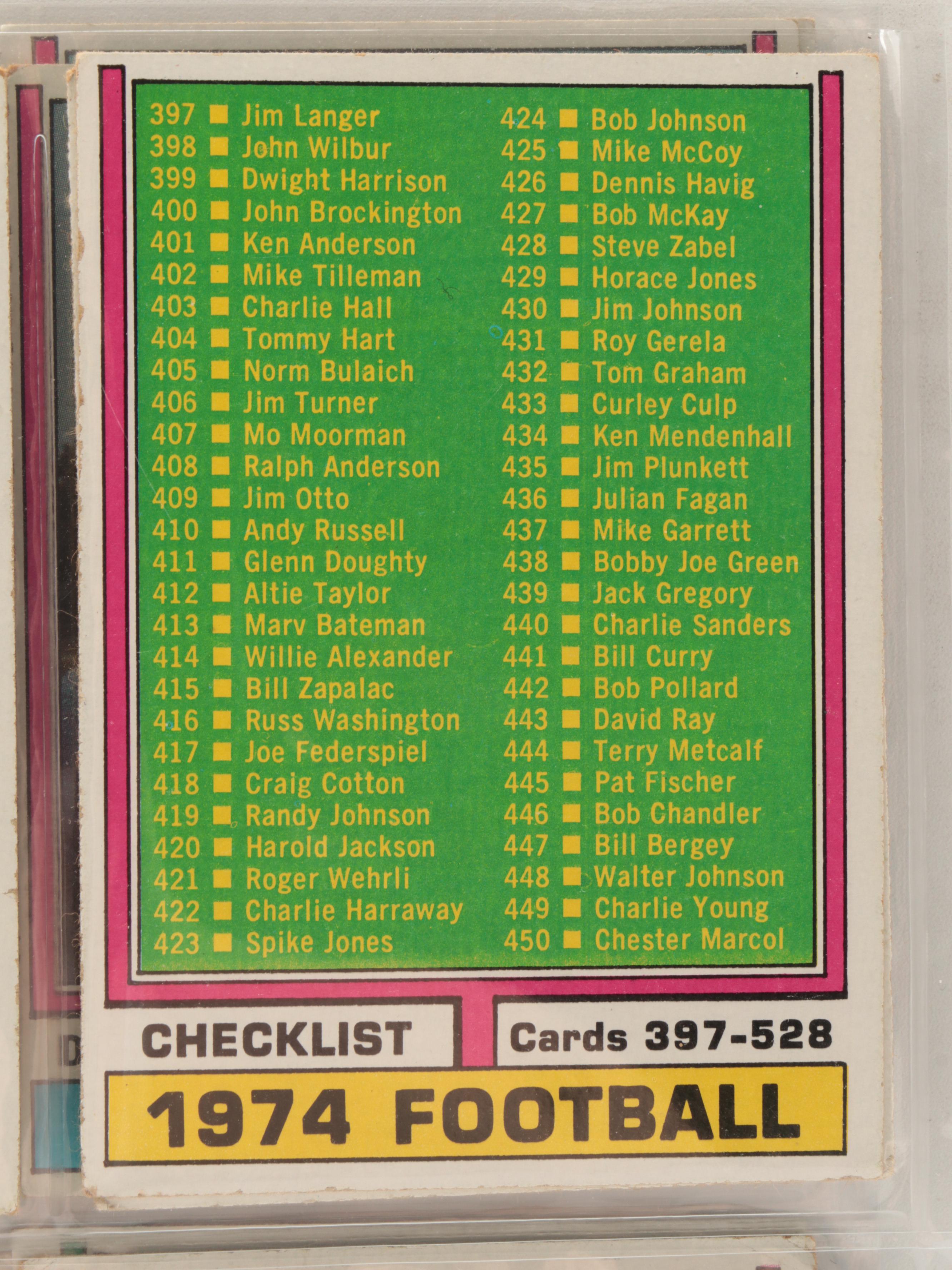 1974 and 1975 Topps Football Cards with Bob Lilly, Lynn Swan, and More