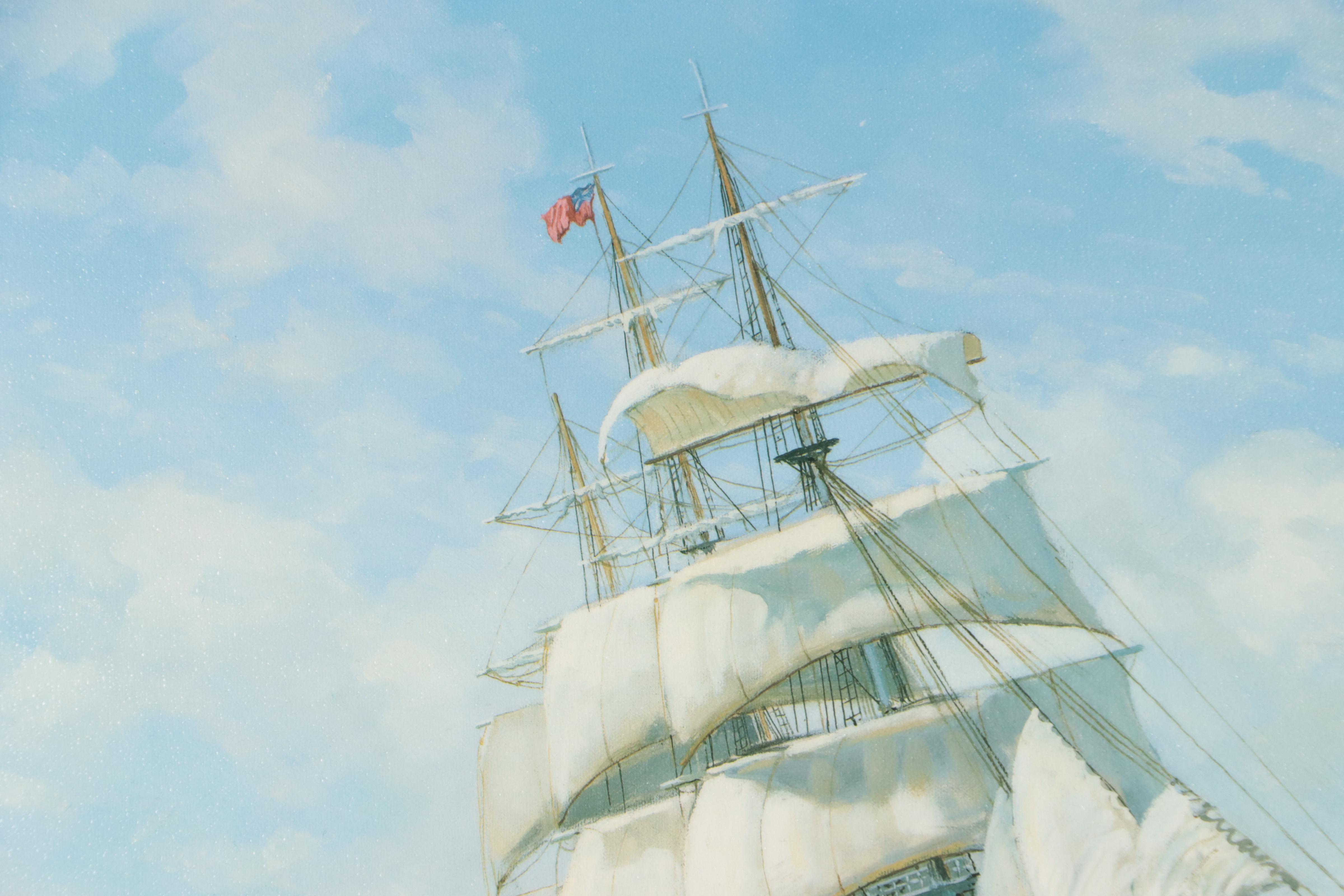 Charles Vickery Nautical Scene Offset Lithograph "Farewell Chicago"