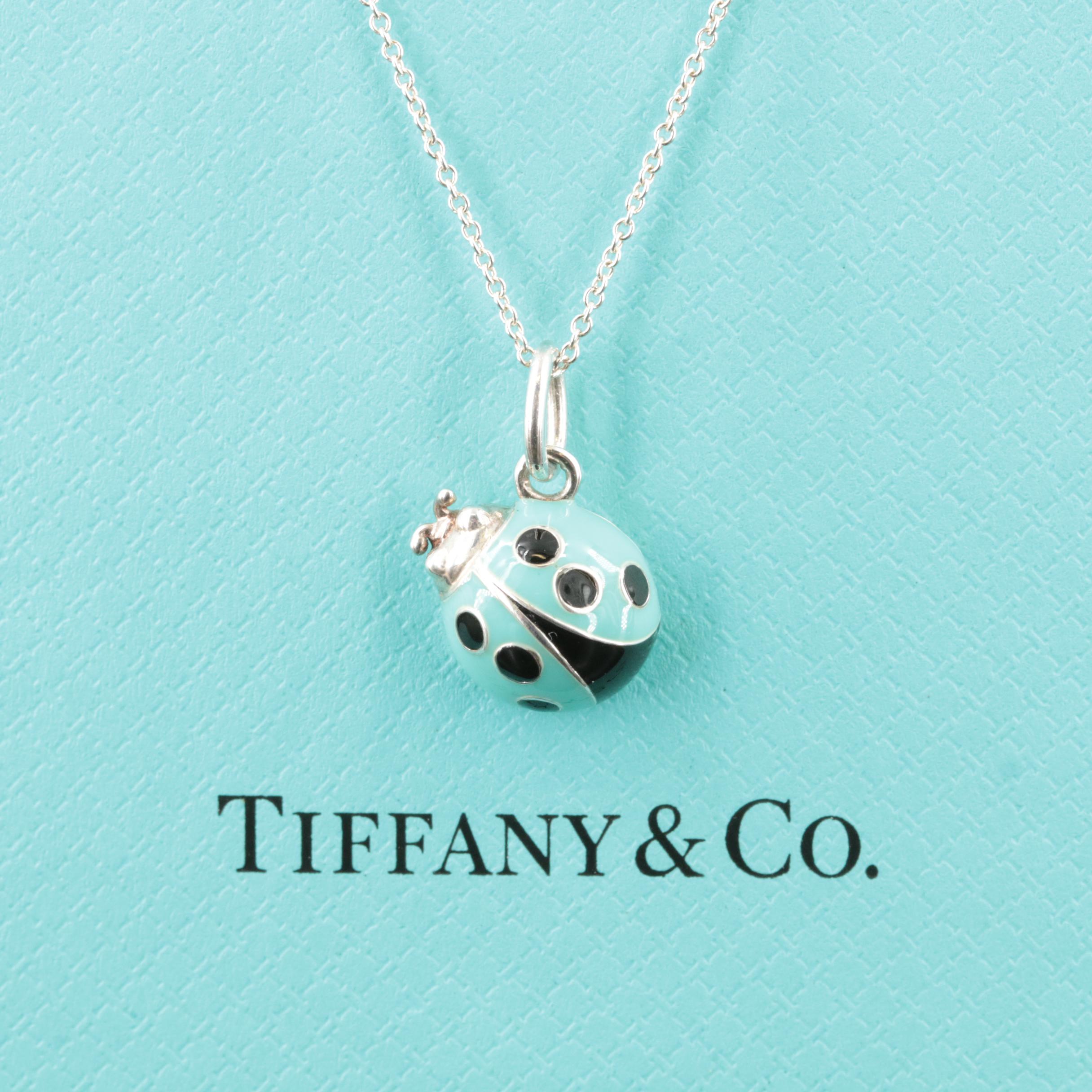 Tiffany & Co. Sterling Enamel Ladybug Charm Necklace