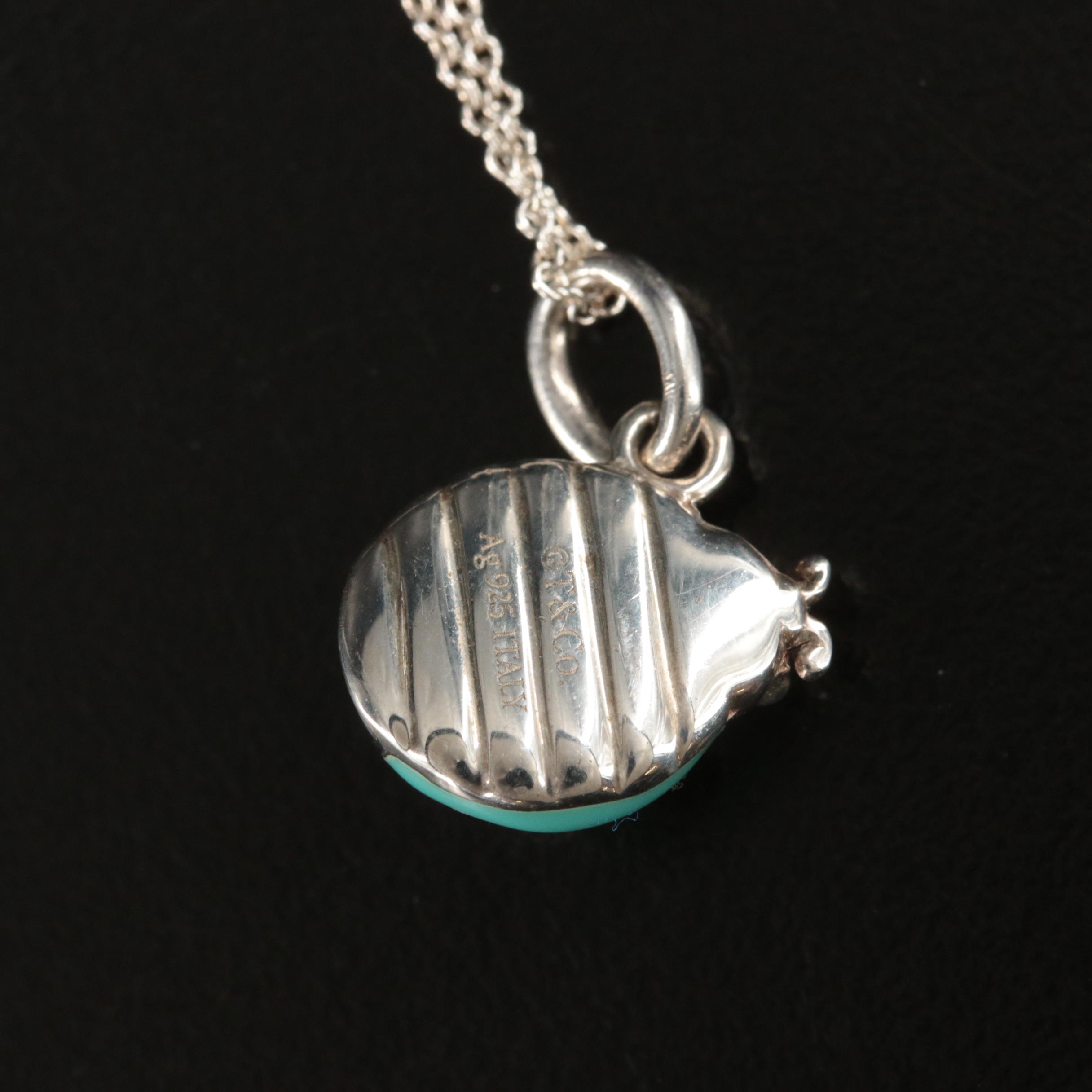Tiffany & Co. Sterling Enamel Ladybug Charm Necklace