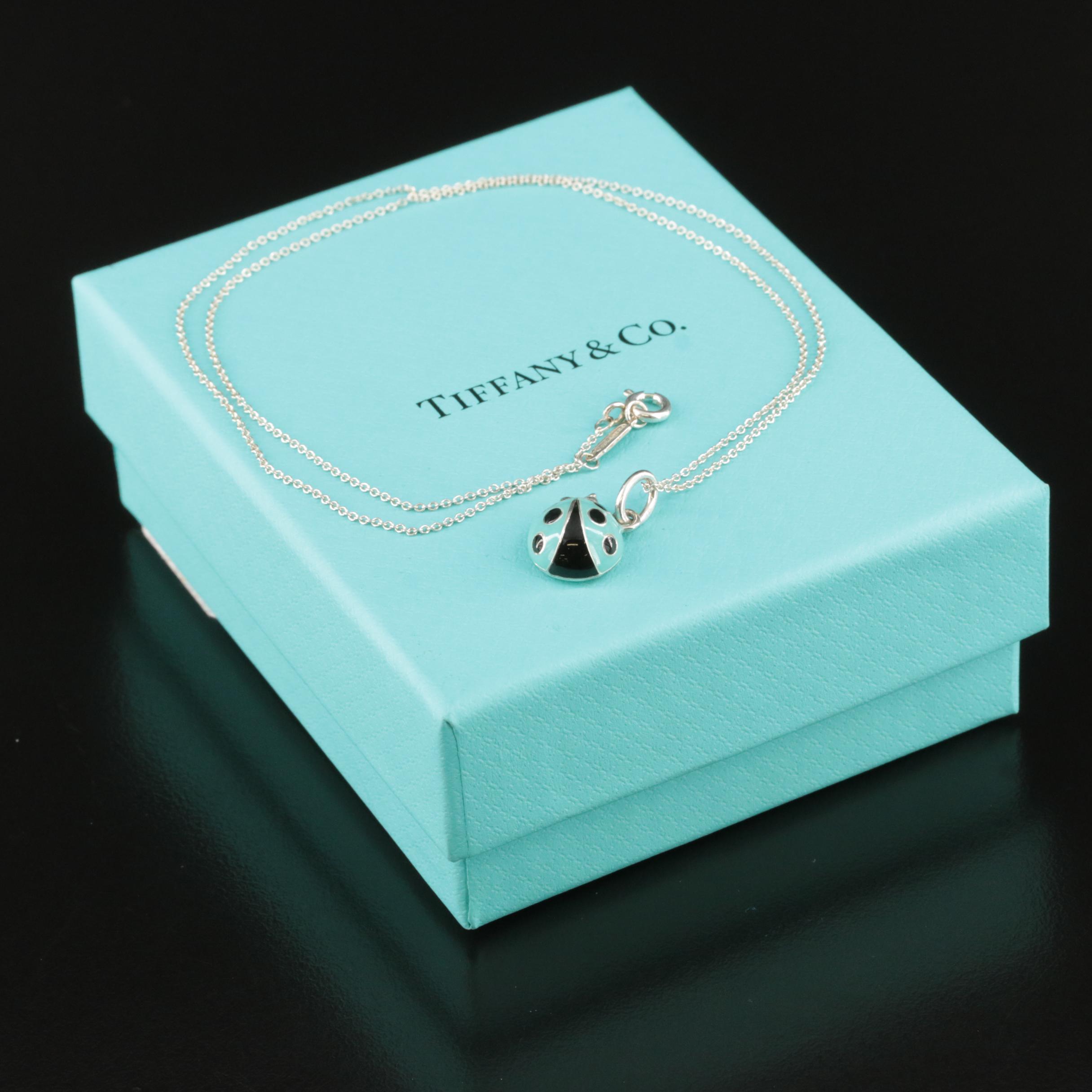 Tiffany & Co. Sterling Enamel Ladybug Charm Necklace