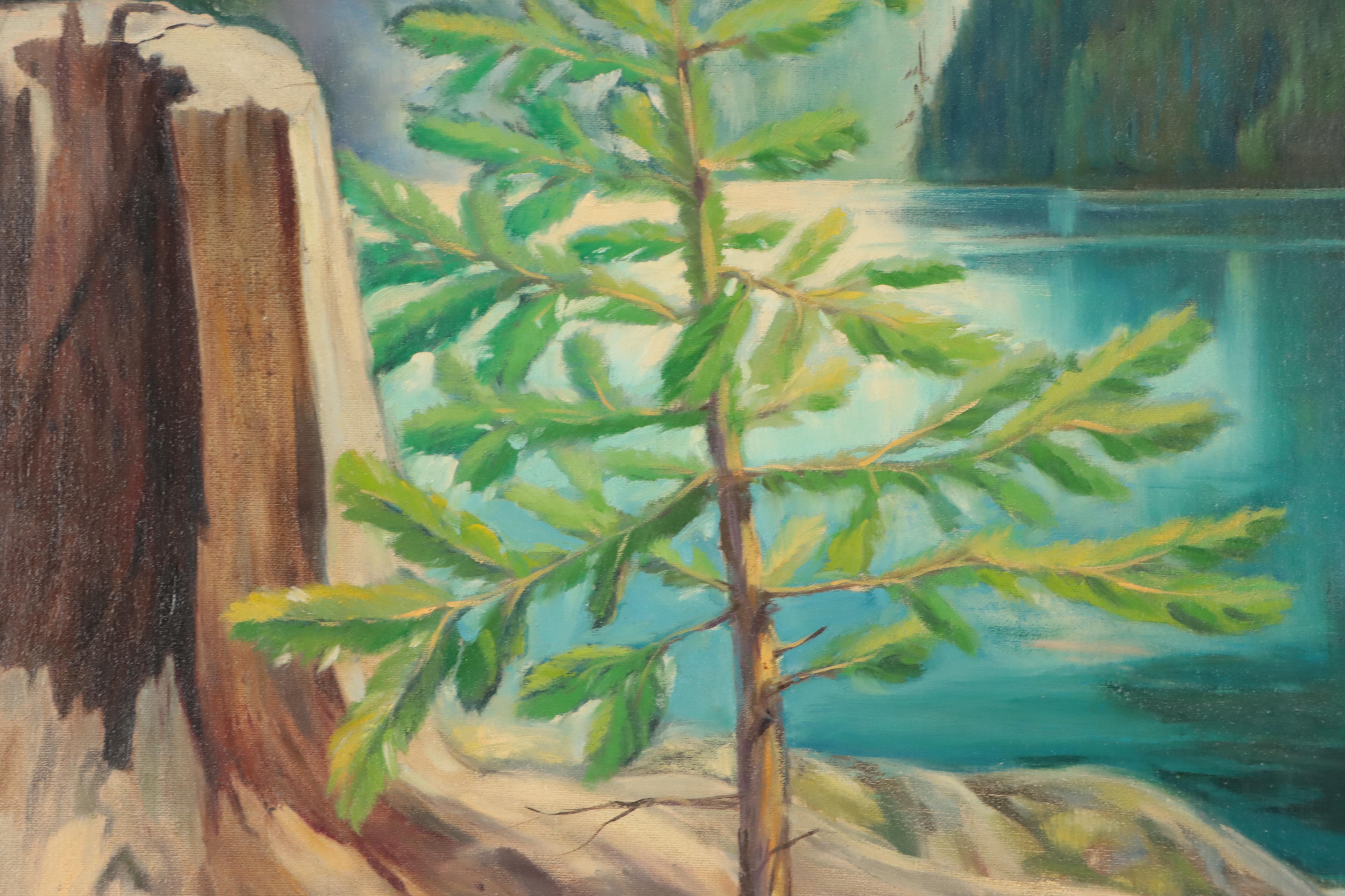 Dan Burne Jones Landscape Oil Painting of Stump, 1949