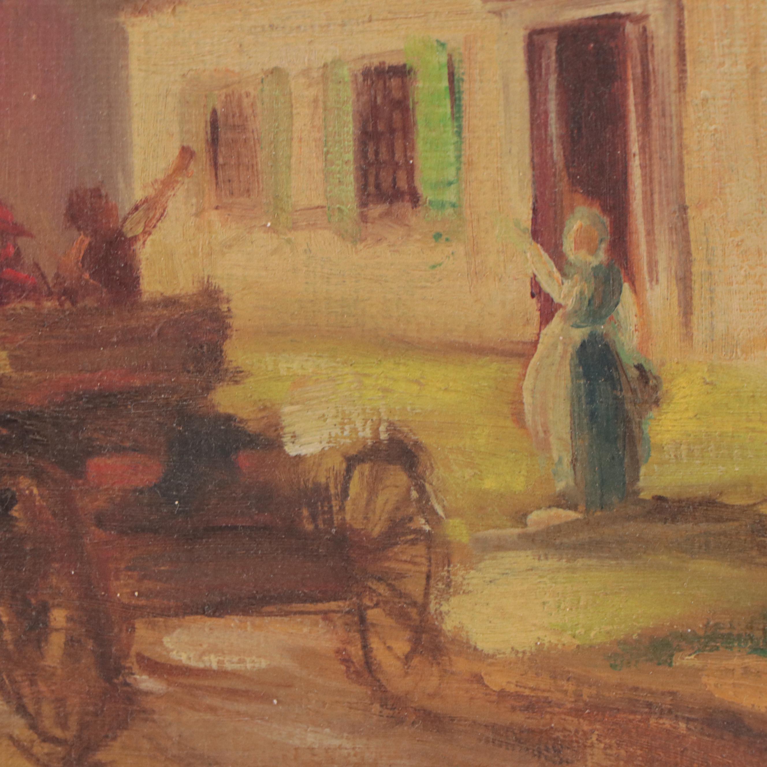 Dan Burne Jones Residential Landscape at Sunset Oil Painting, Mid-20th Century