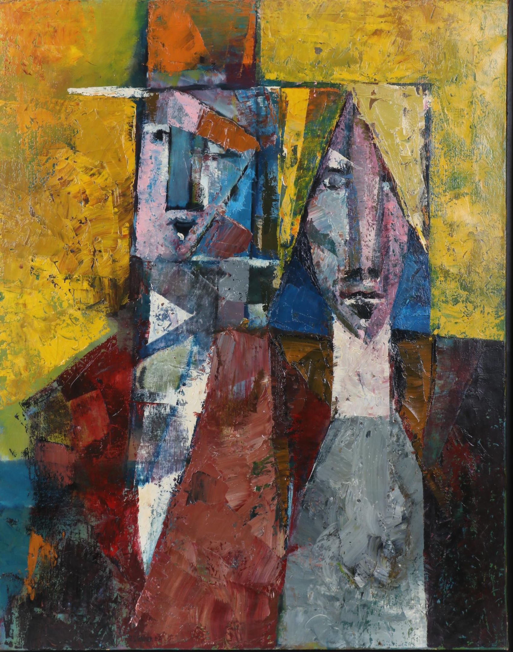 Richard S. Wagner Oil Painting "Refugees," 1962