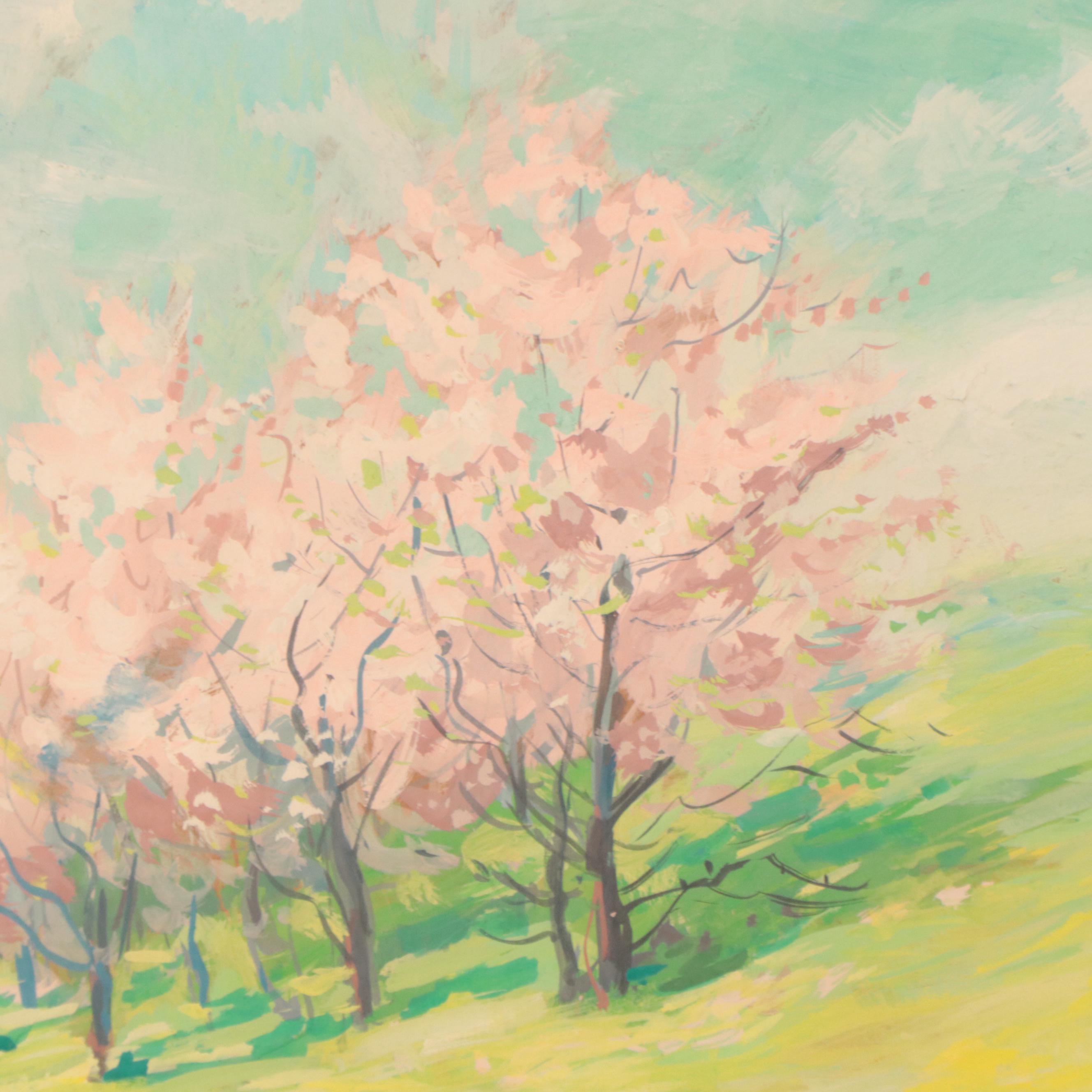 Dan Burne Jones Spring Landscape Gouache Painting, 1950