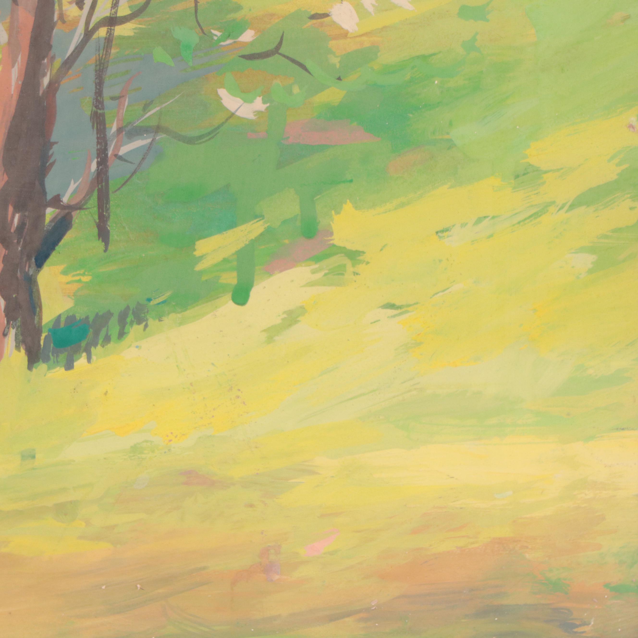 Dan Burne Jones Spring Landscape Gouache Painting, 1950