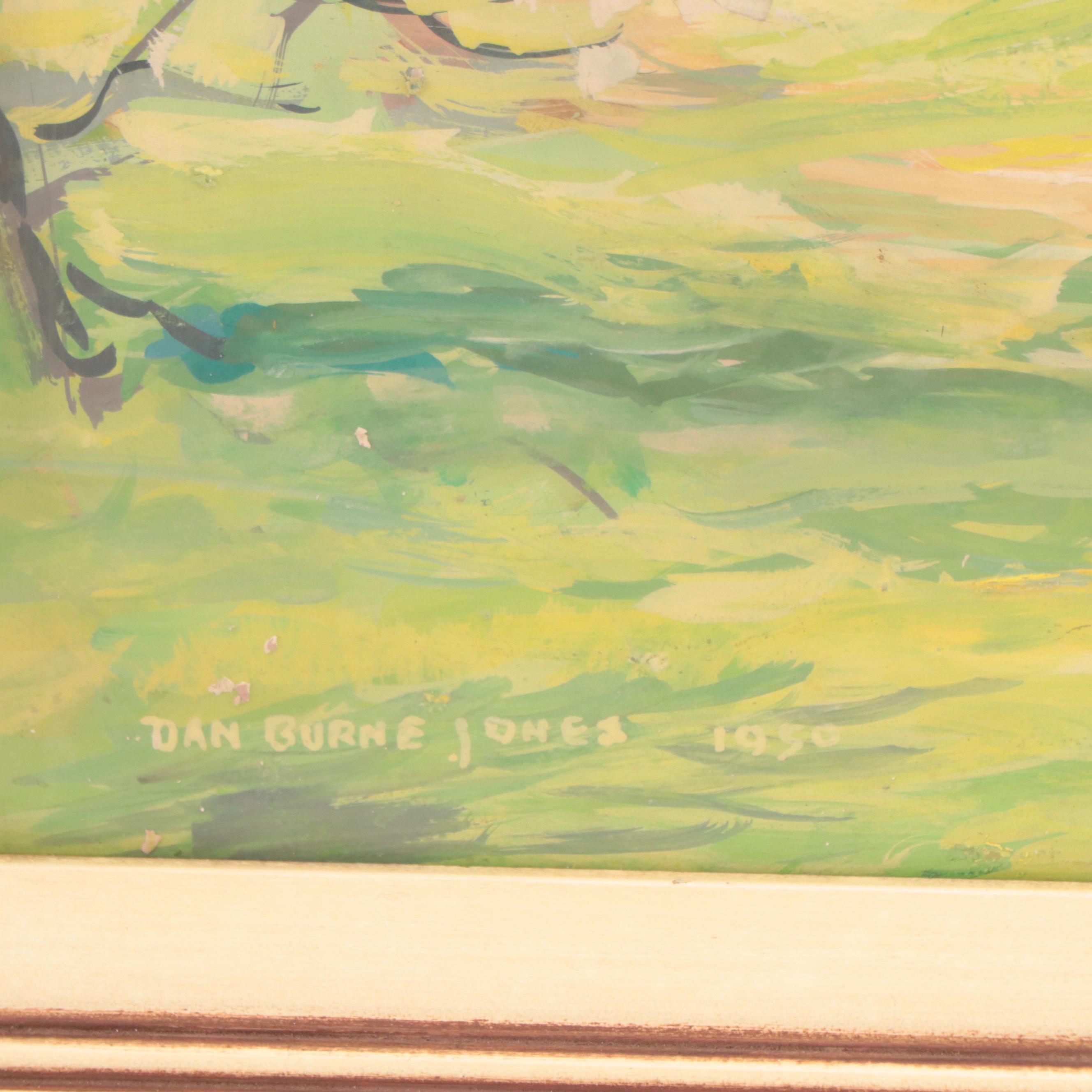 Dan Burne Jones Spring Landscape Gouache Painting, 1950