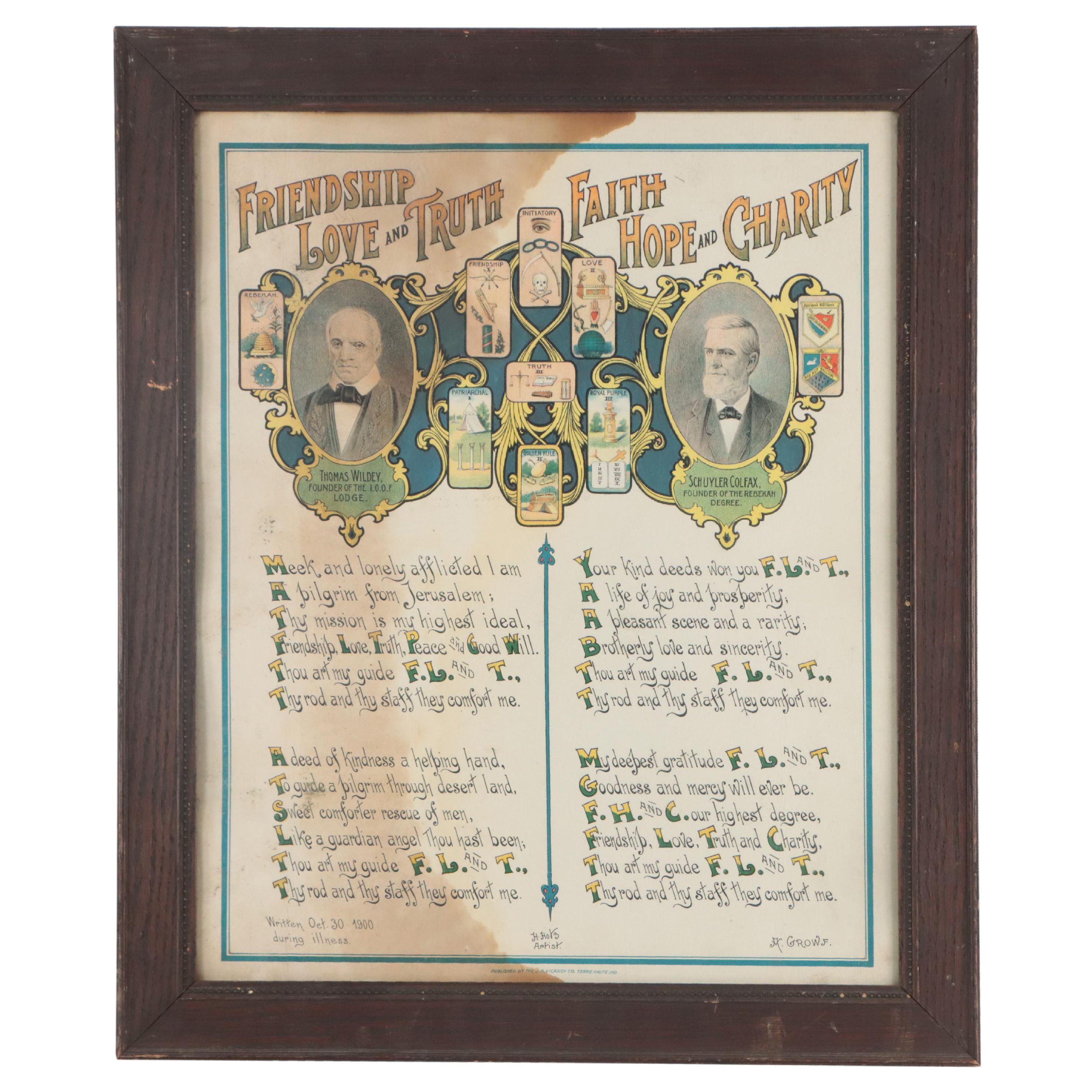 Independent Order of Odd Fellows Chromolithograph, Late 19th Century