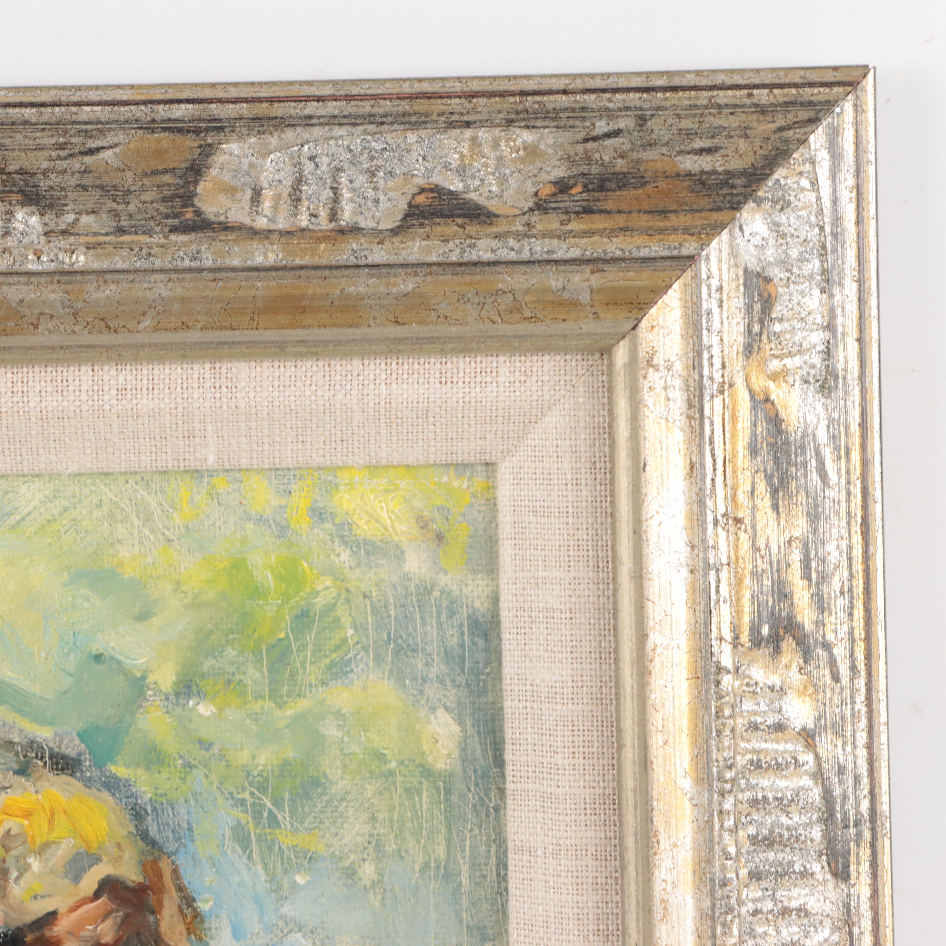 Post Impressionist Style Oil Painting of Peasants With Sheep