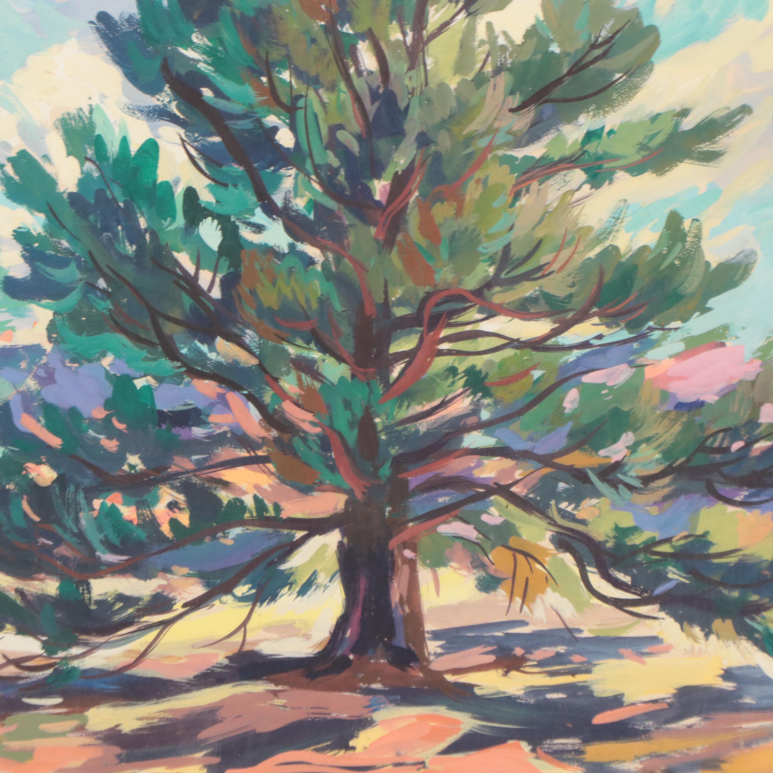 Dan Burne Jones Landscape Gouache Painting, 1951