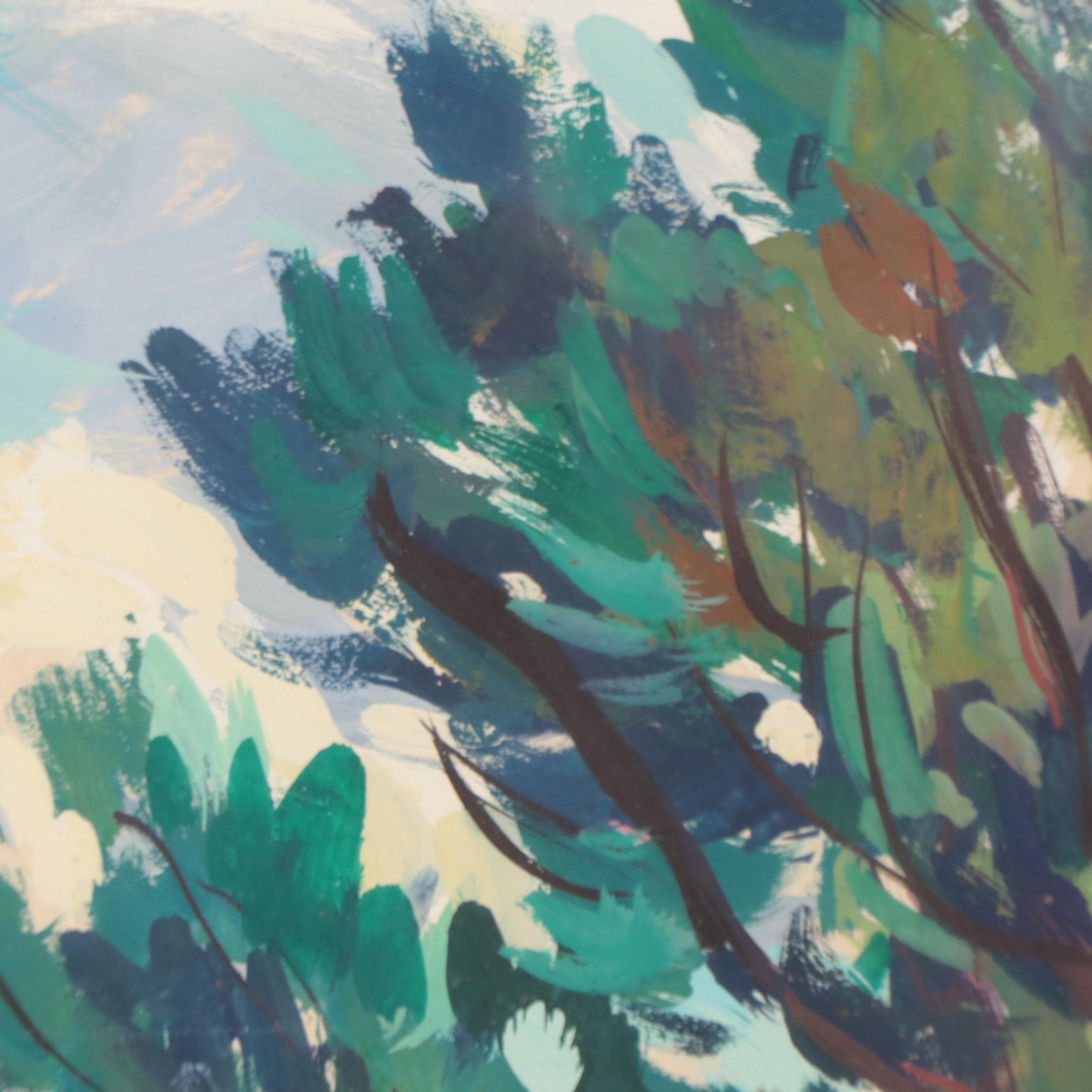 Dan Burne Jones Landscape Gouache Painting, 1951