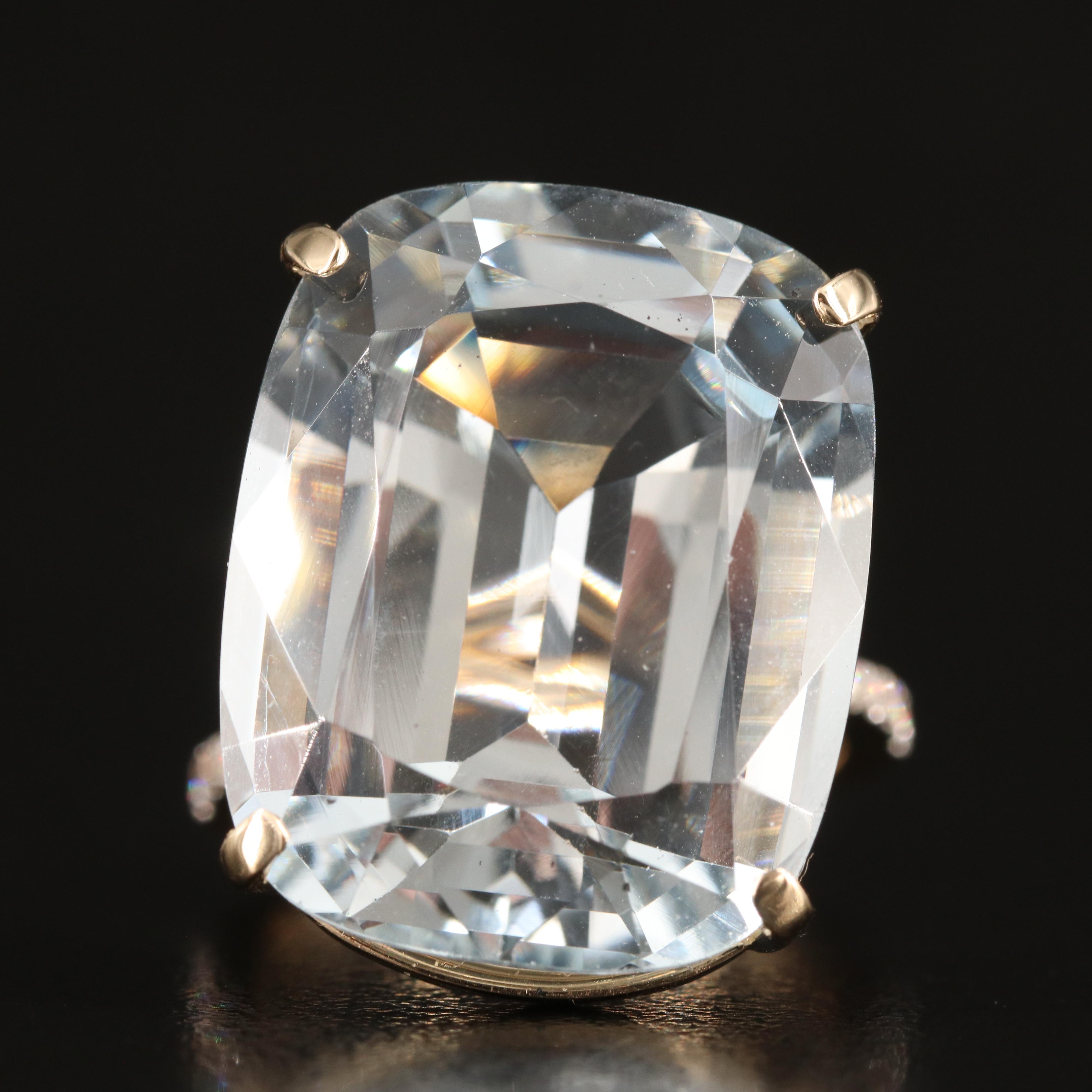 14K 28.42 CT Aquamarine and Diamond Ring