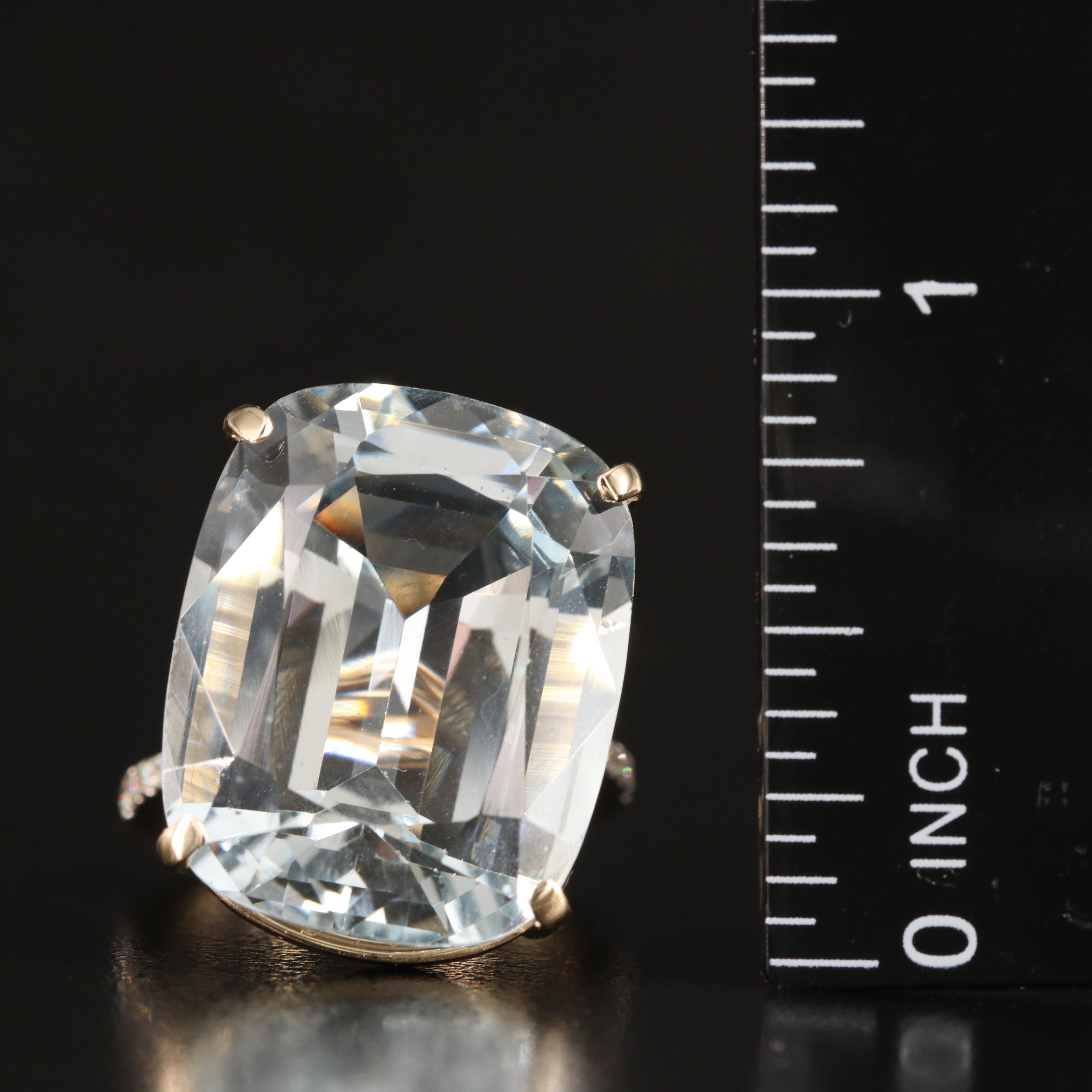 14K 28.42 CT Aquamarine and Diamond Ring