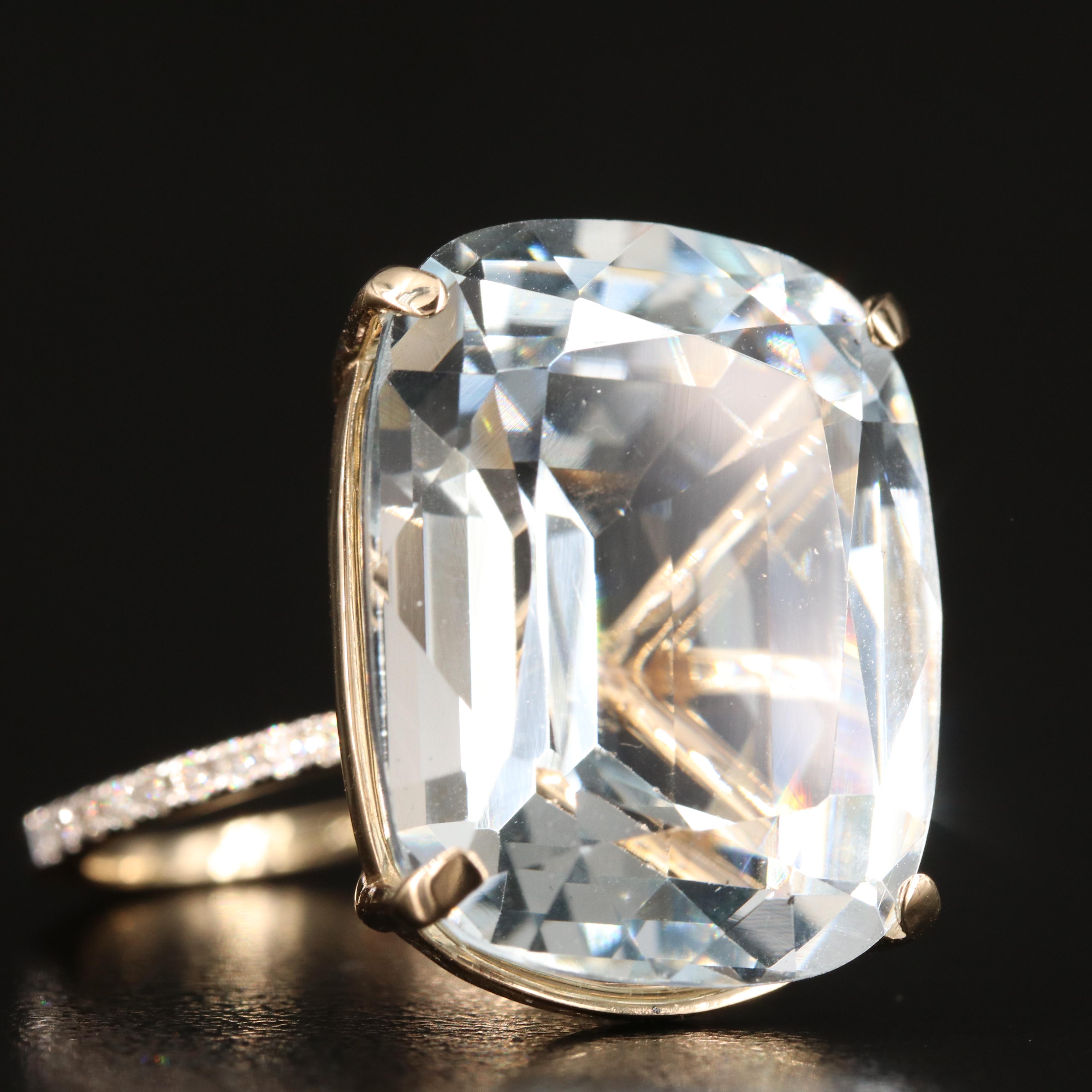 14K 28.42 CT Aquamarine and Diamond Ring