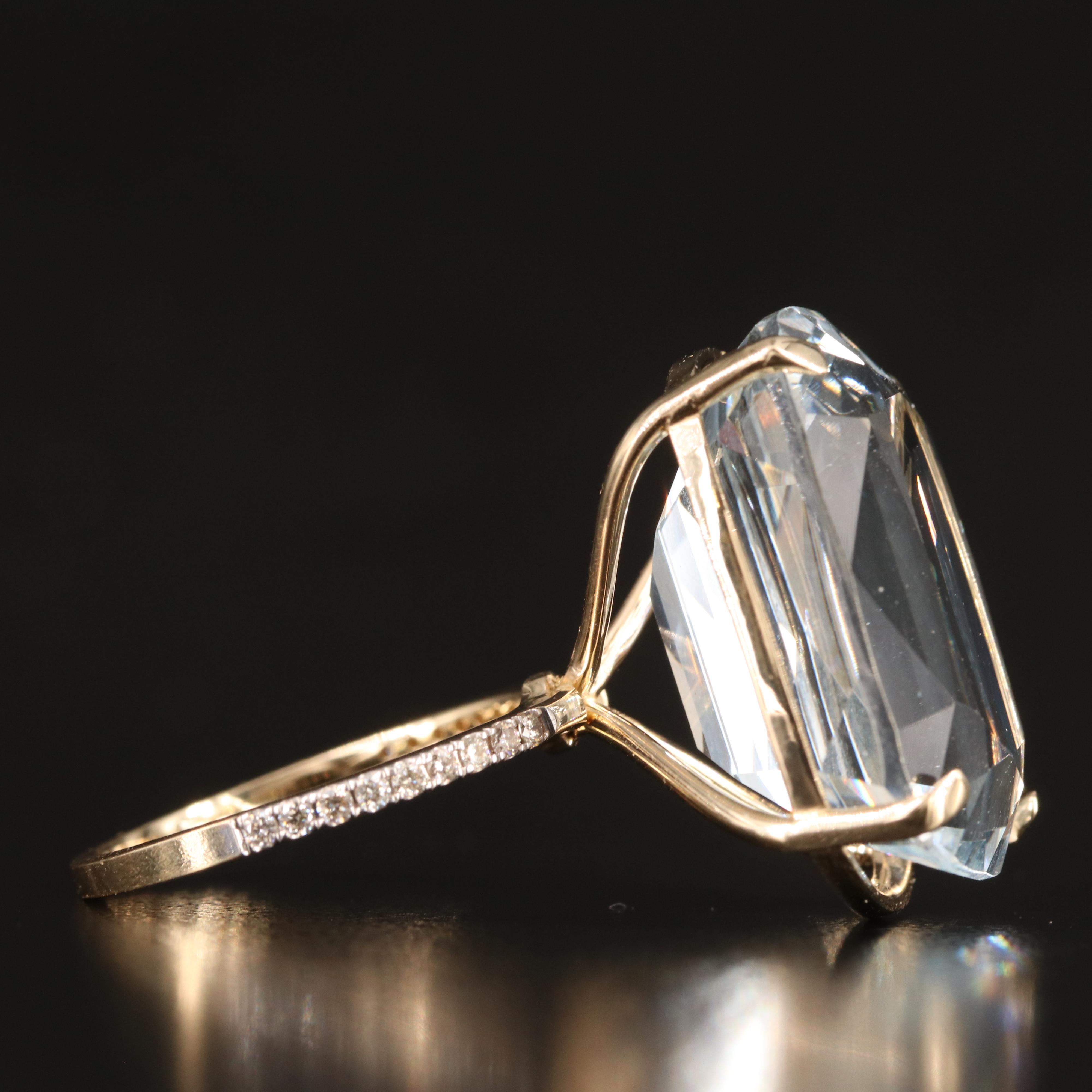 14K 28.42 CT Aquamarine and Diamond Ring