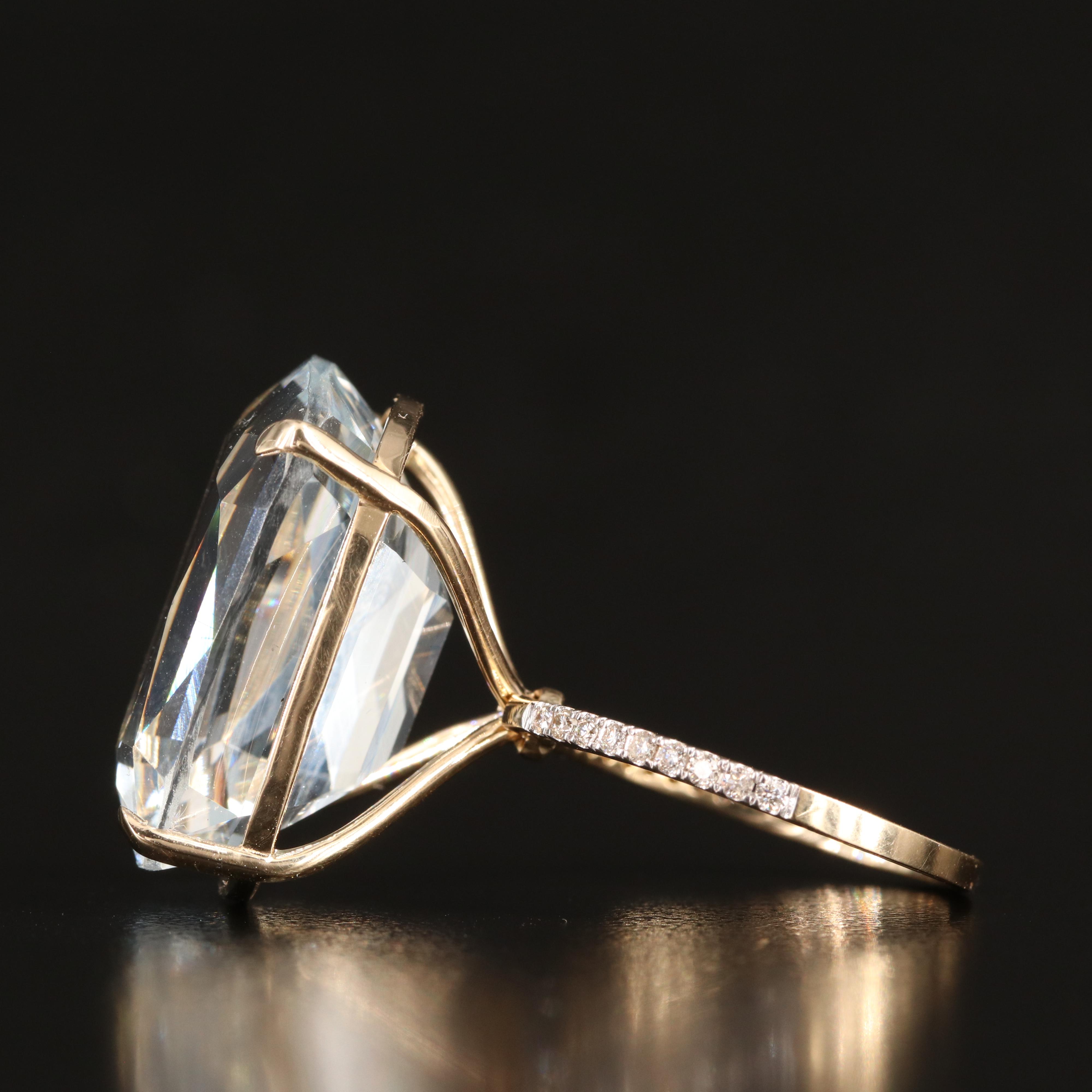 14K 28.42 CT Aquamarine and Diamond Ring