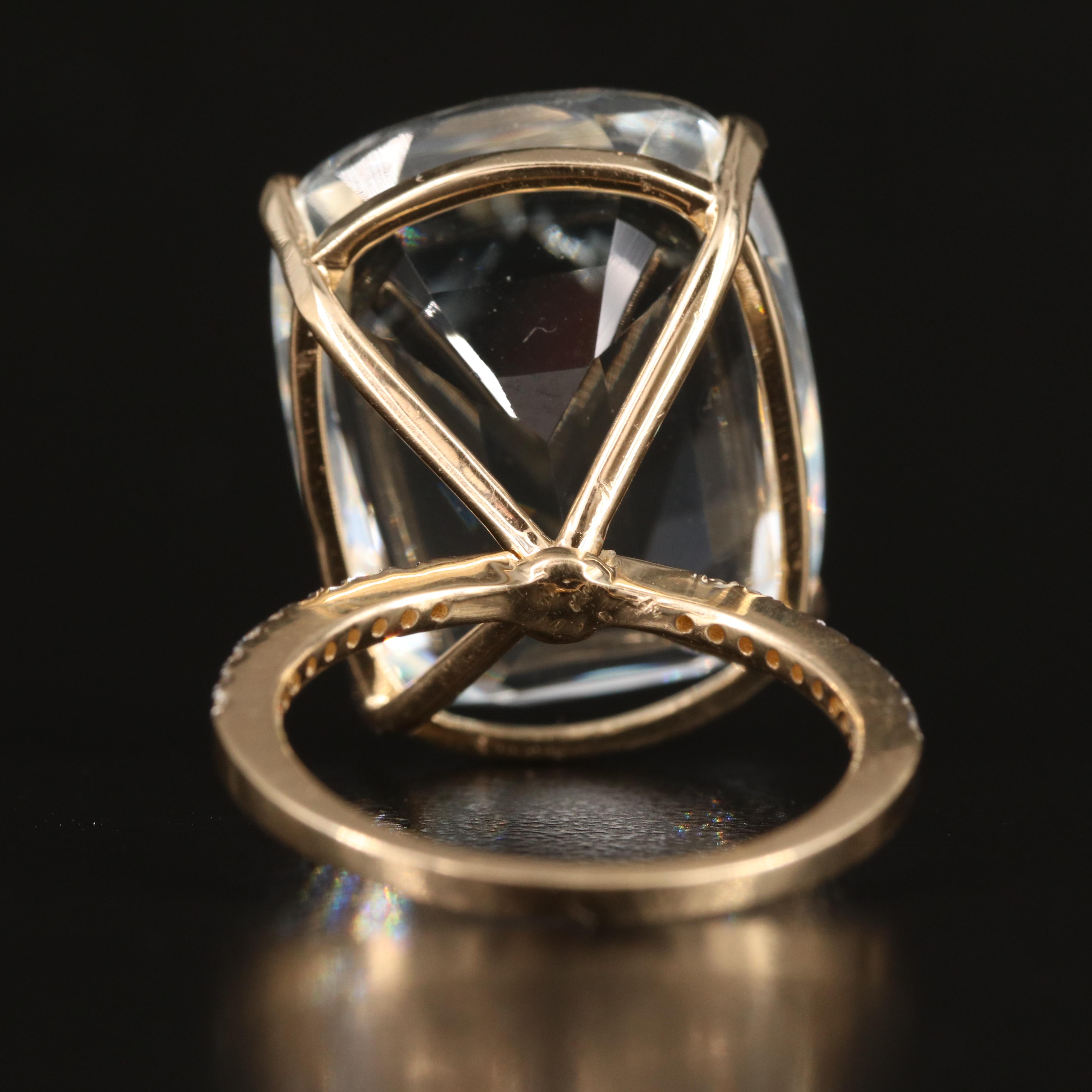 14K 28.42 CT Aquamarine and Diamond Ring