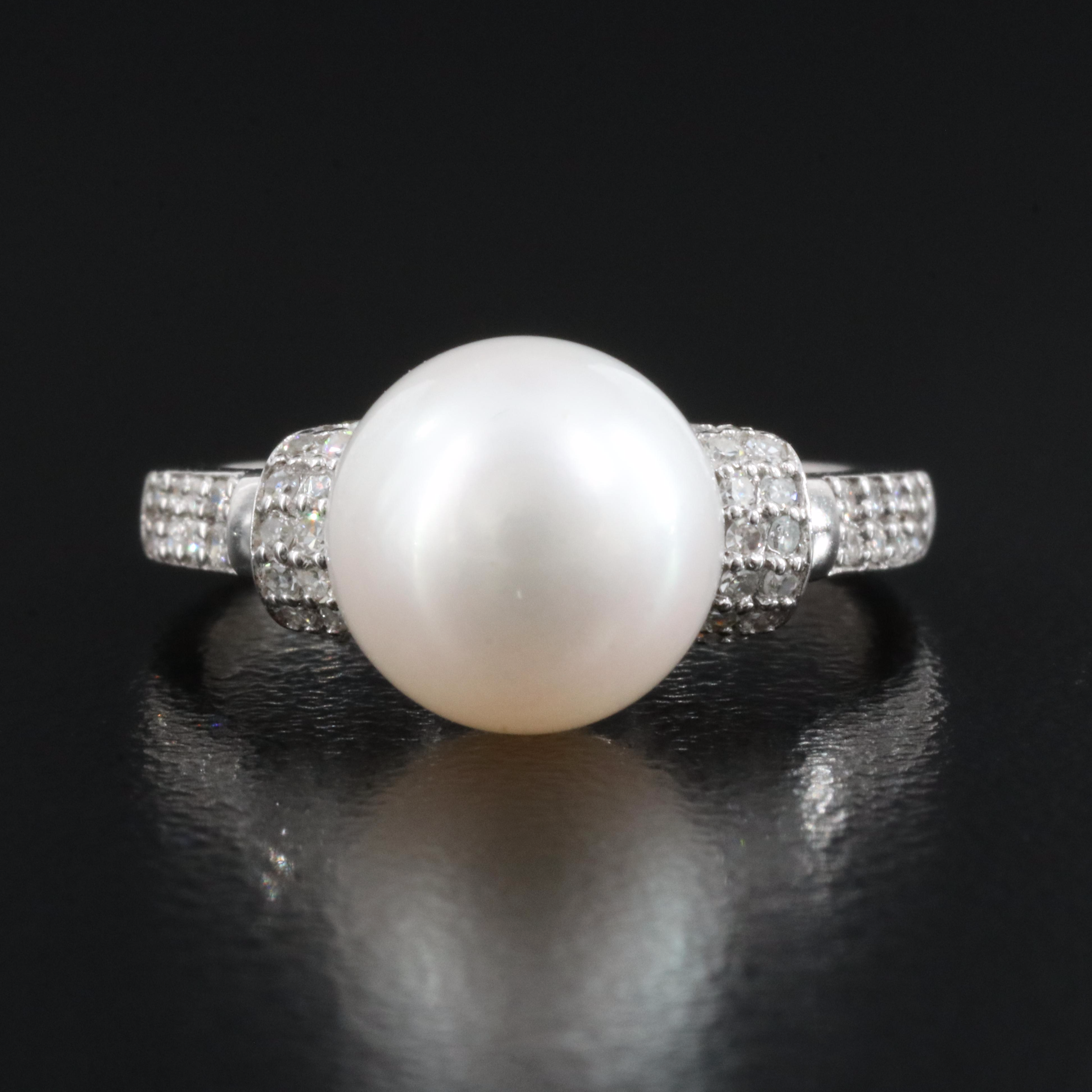 14K Pearl and Diamond Ring