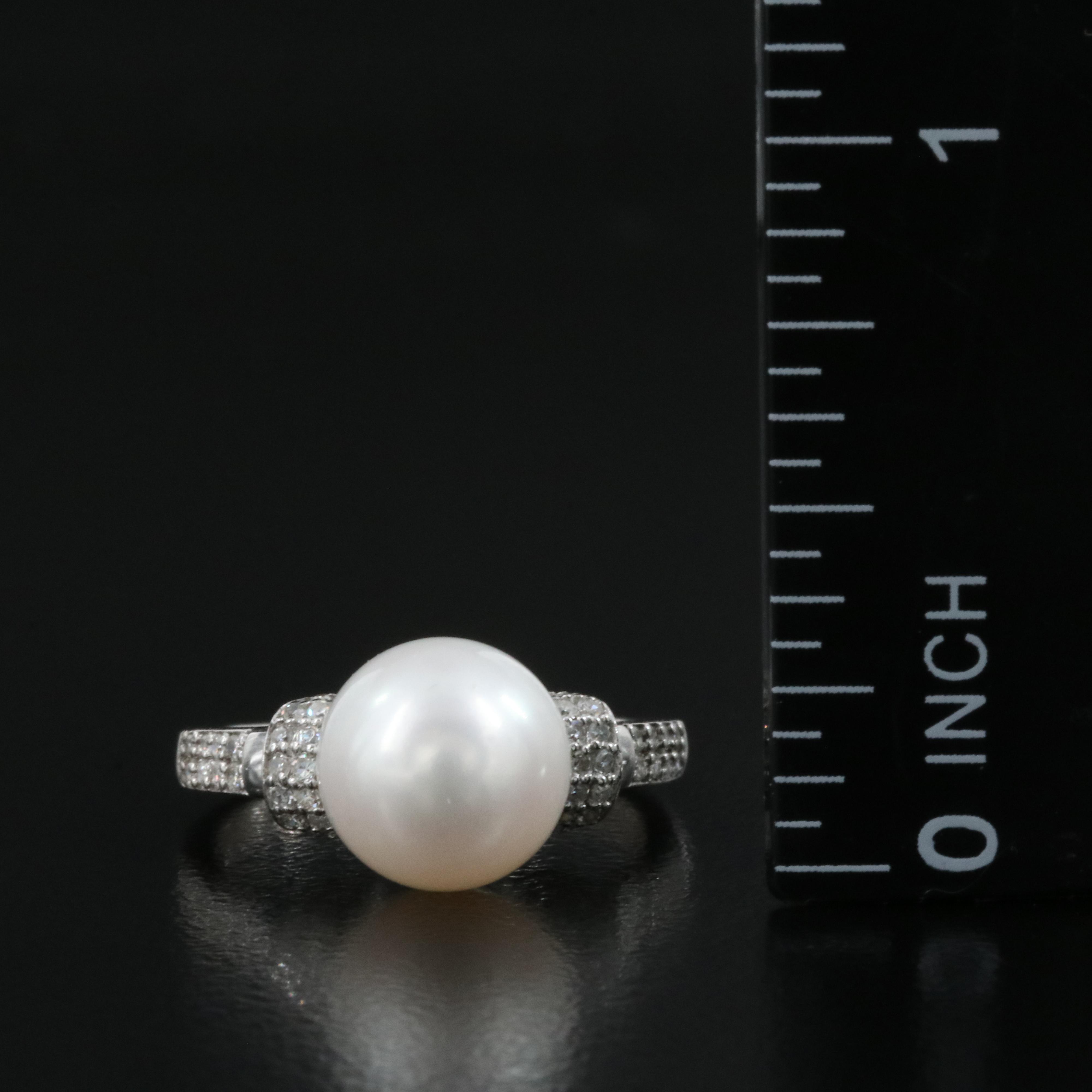 14K Pearl and Diamond Ring