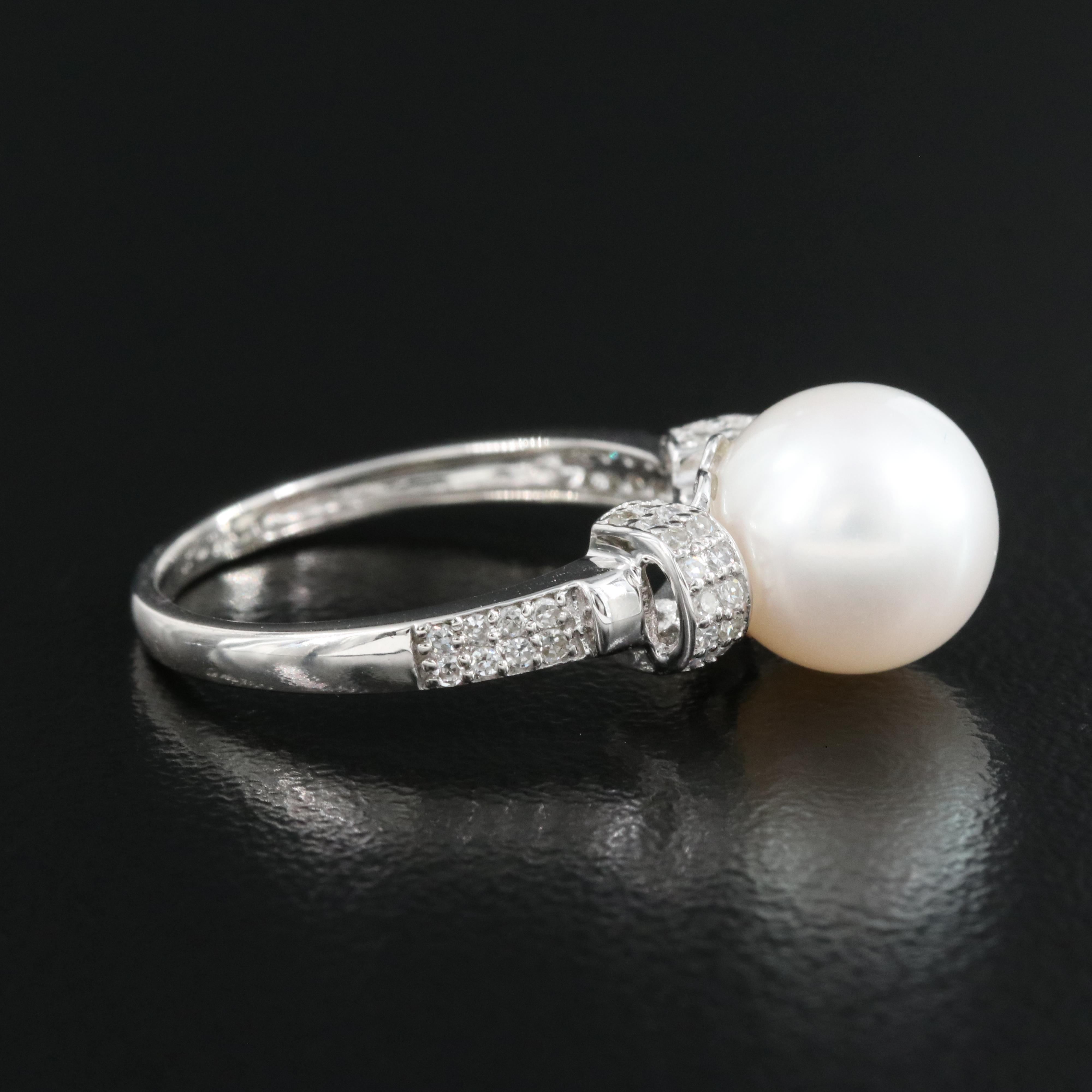 14K Pearl and Diamond Ring
