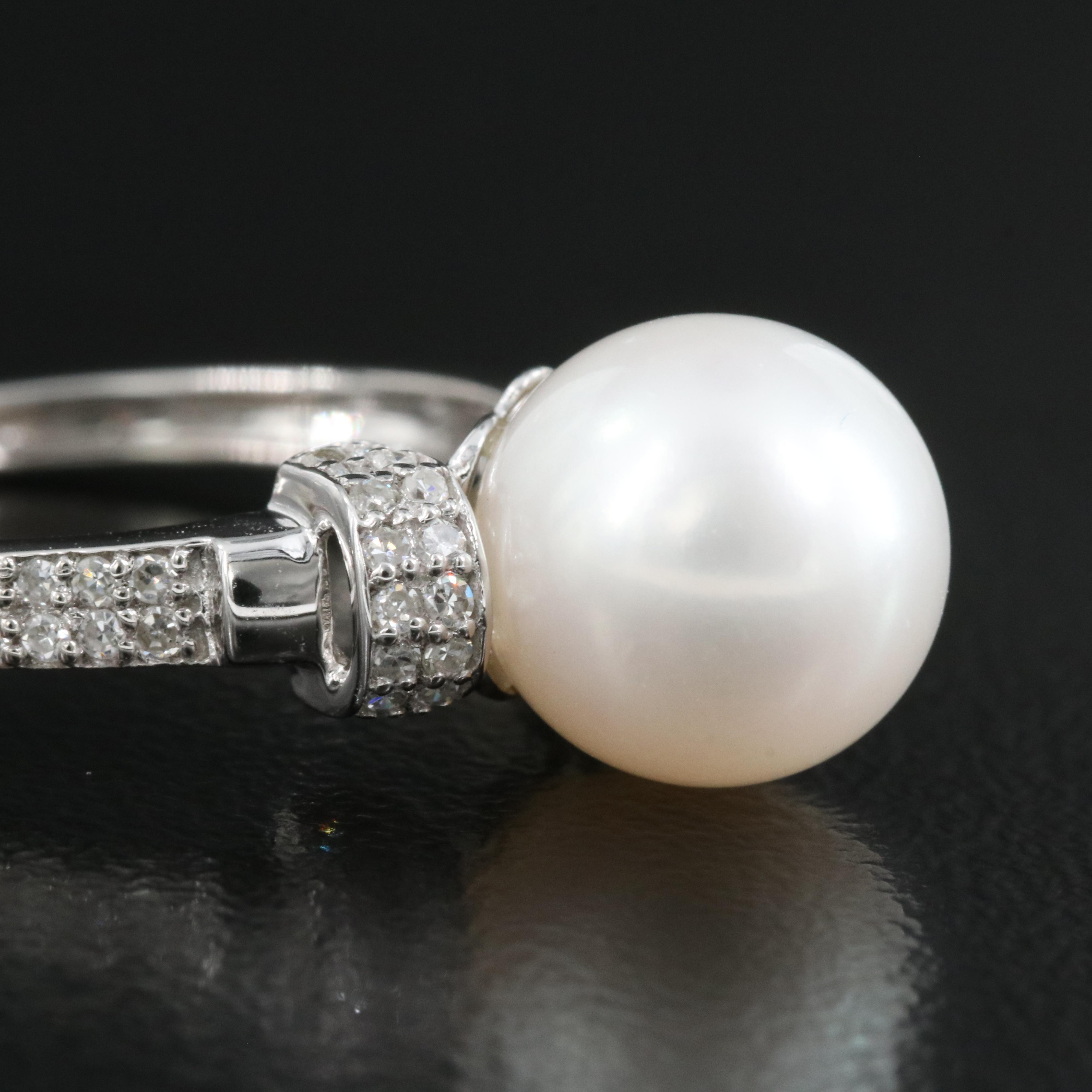14K Pearl and Diamond Ring