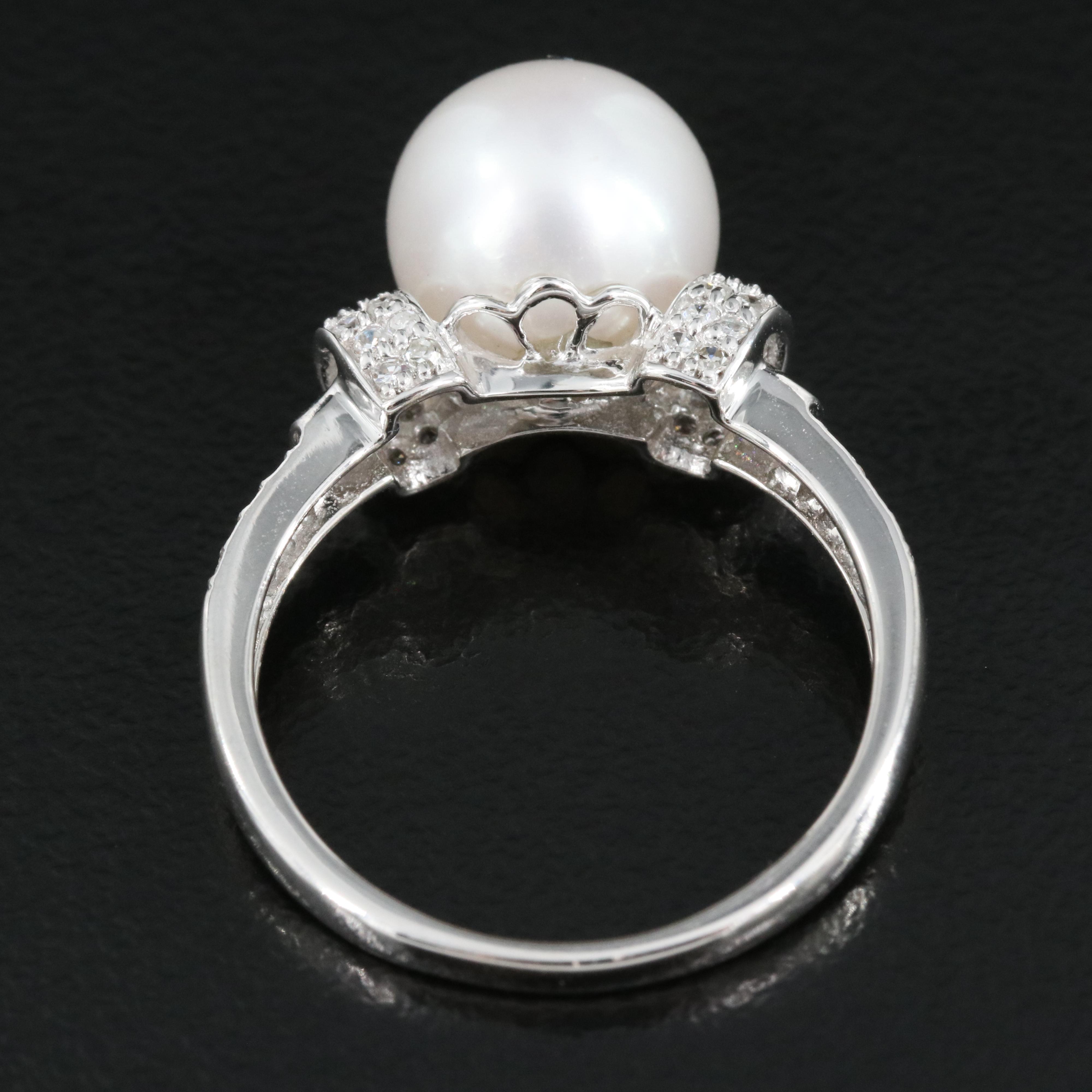 14K Pearl and Diamond Ring
