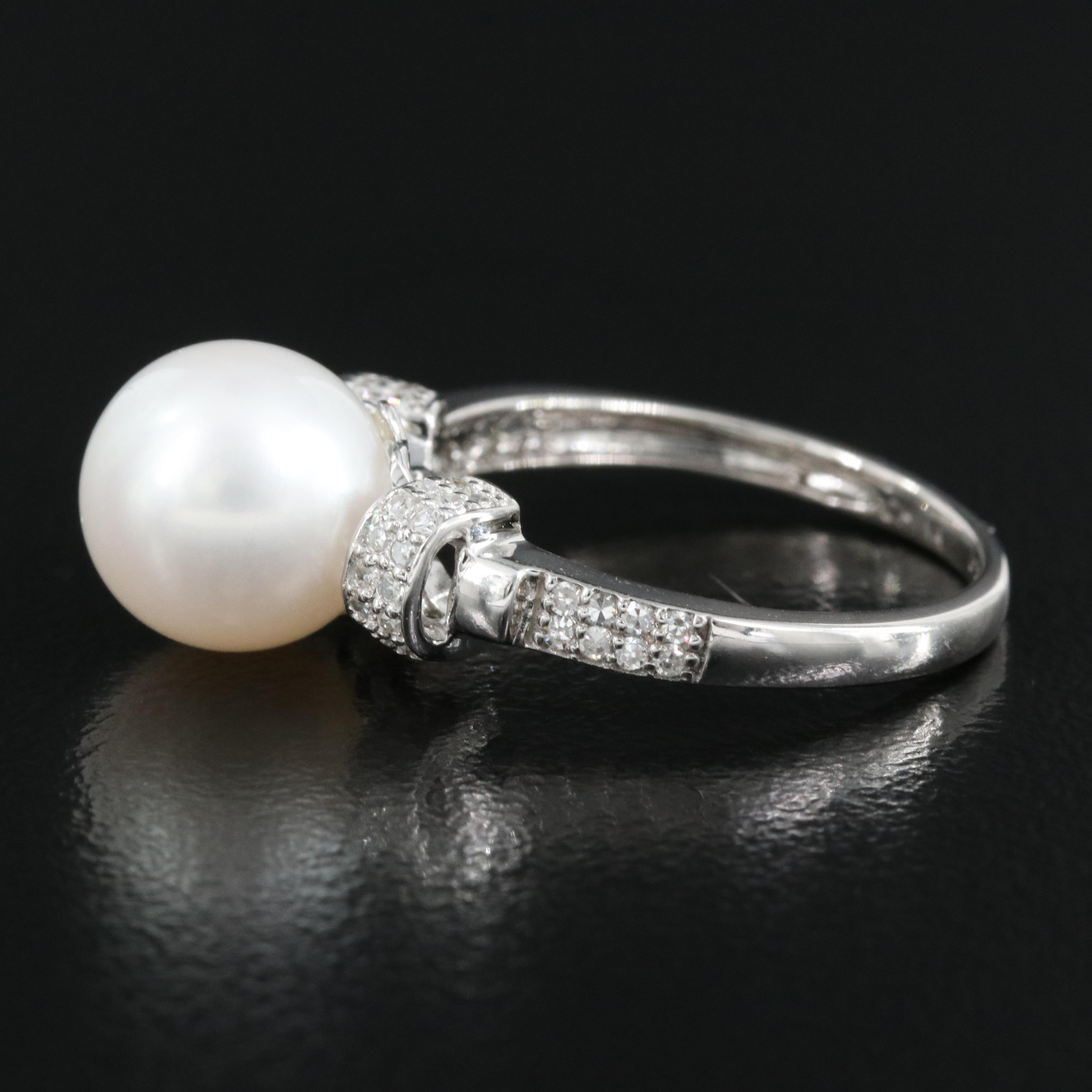 14K Pearl and Diamond Ring