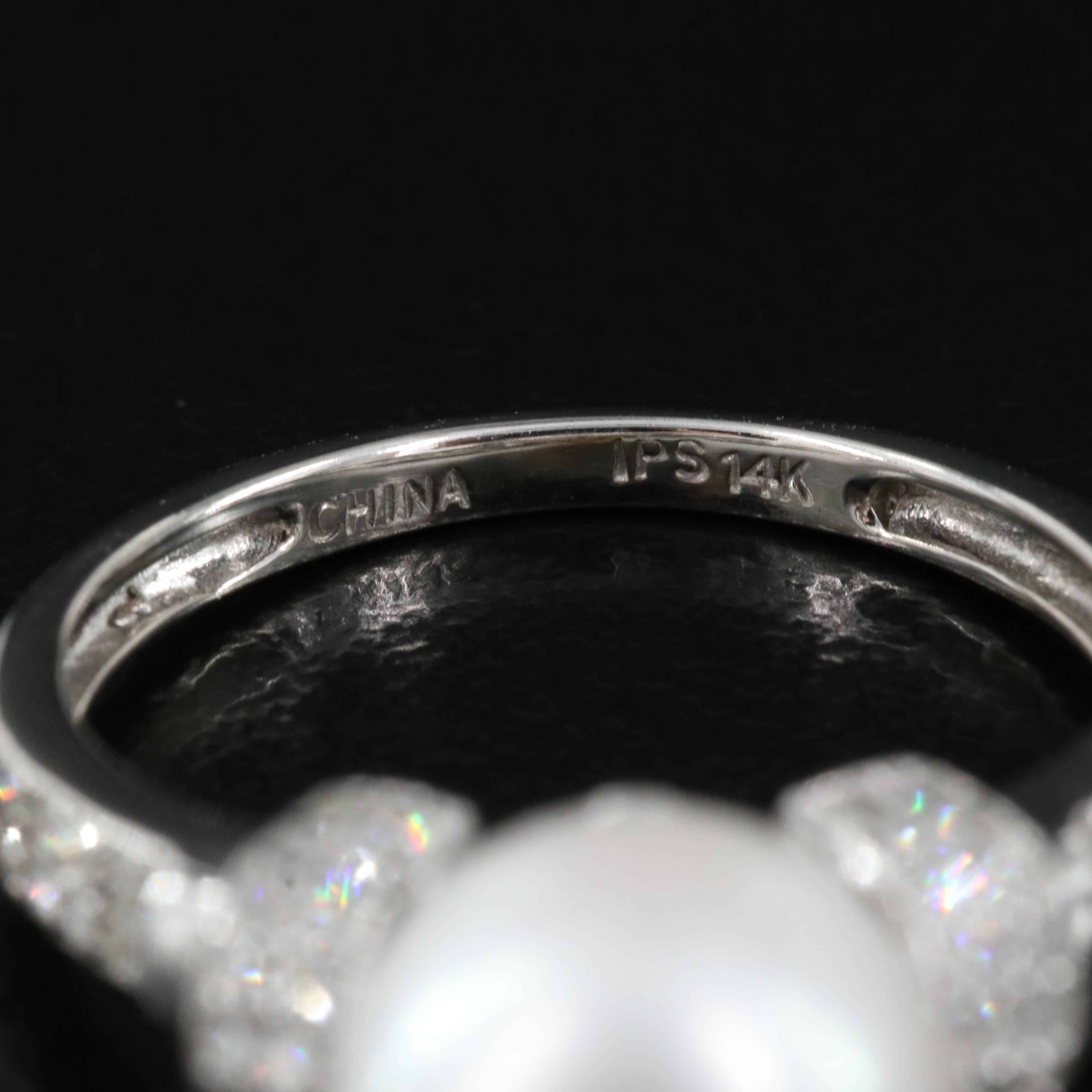 14K Pearl and Diamond Ring