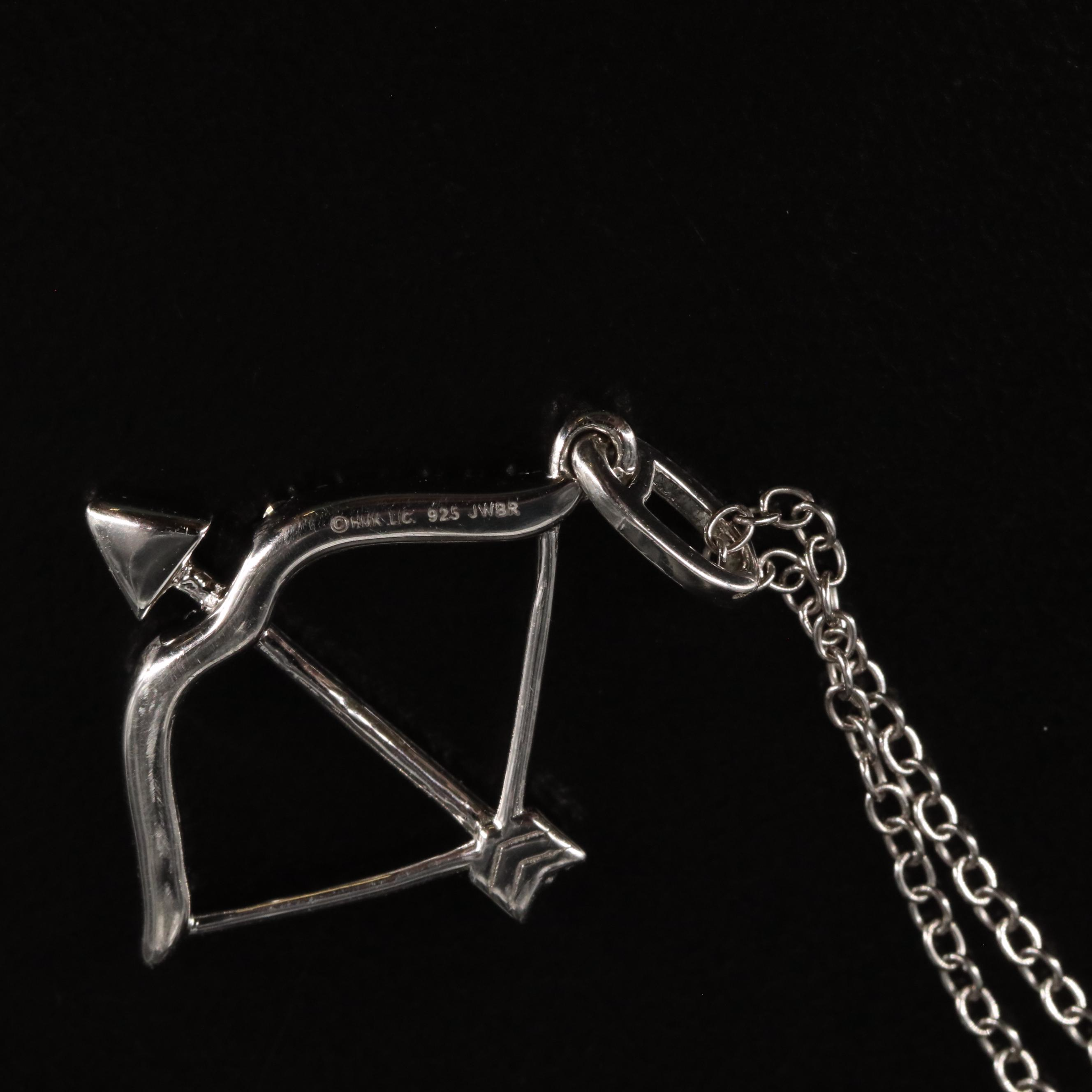 Sterling 0.11 CTW Diamond Bow and Arrow Pendant Necklace