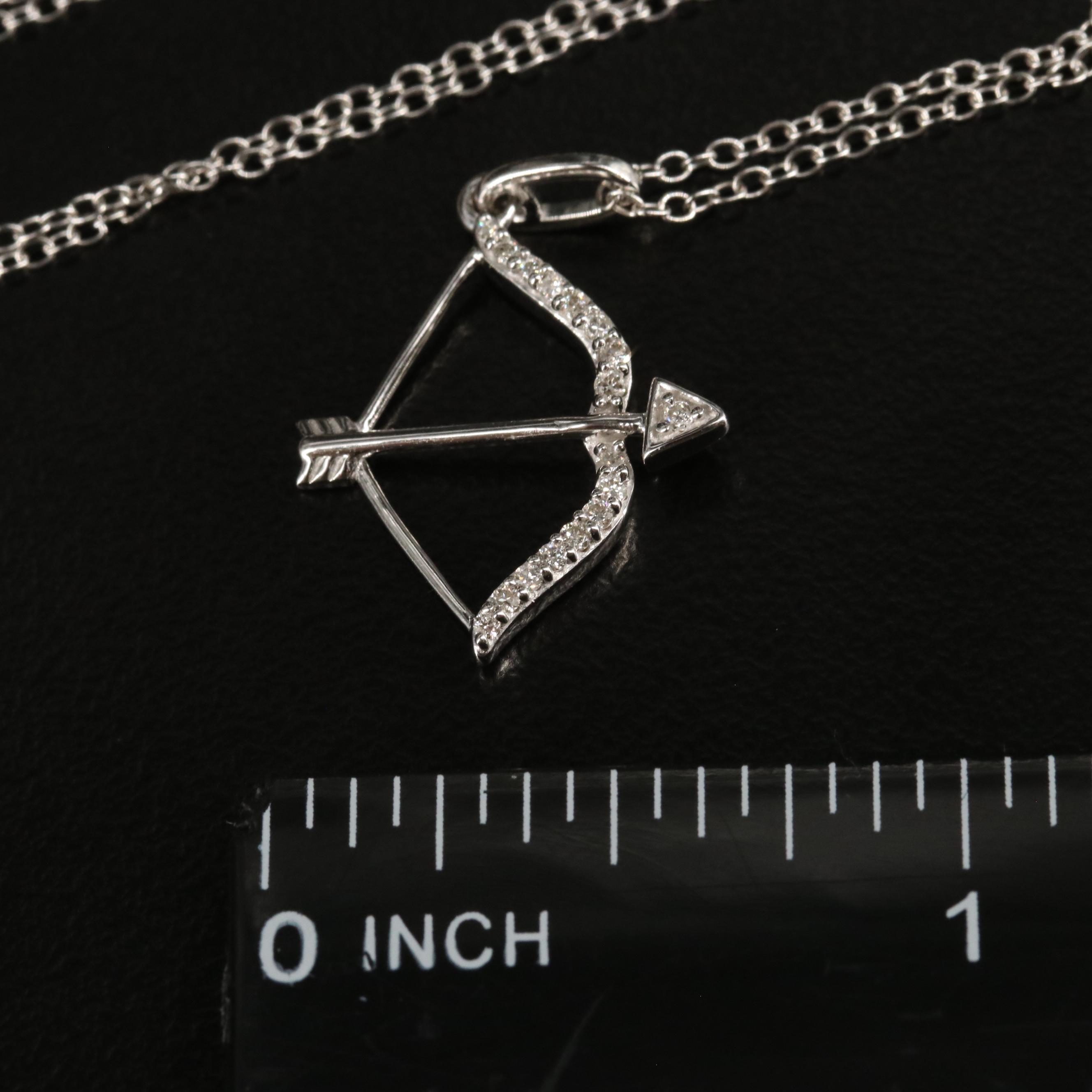 Sterling 0.11 CTW Diamond Bow and Arrow Pendant Necklace