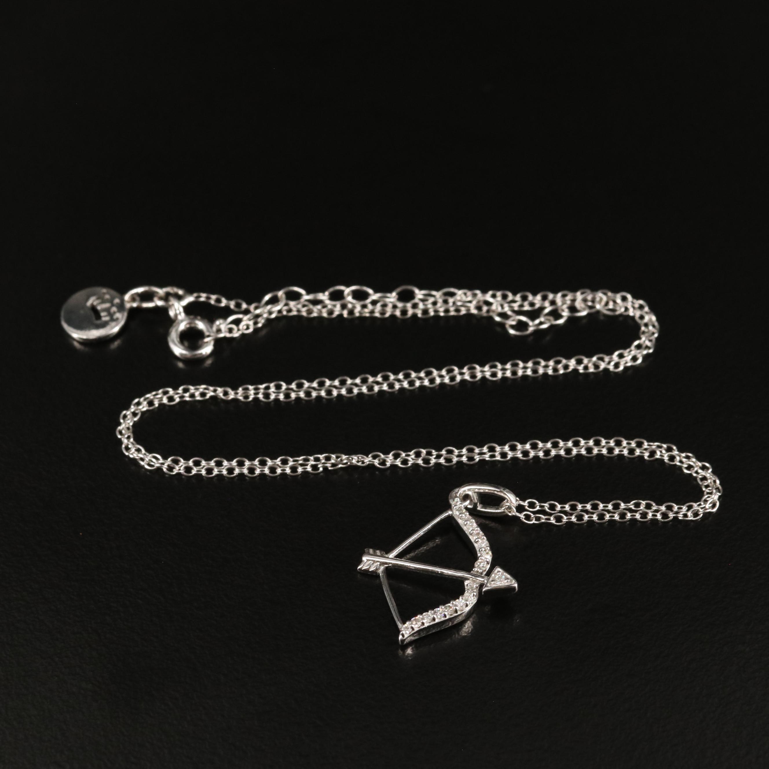 Sterling 0.11 CTW Diamond Bow and Arrow Pendant Necklace