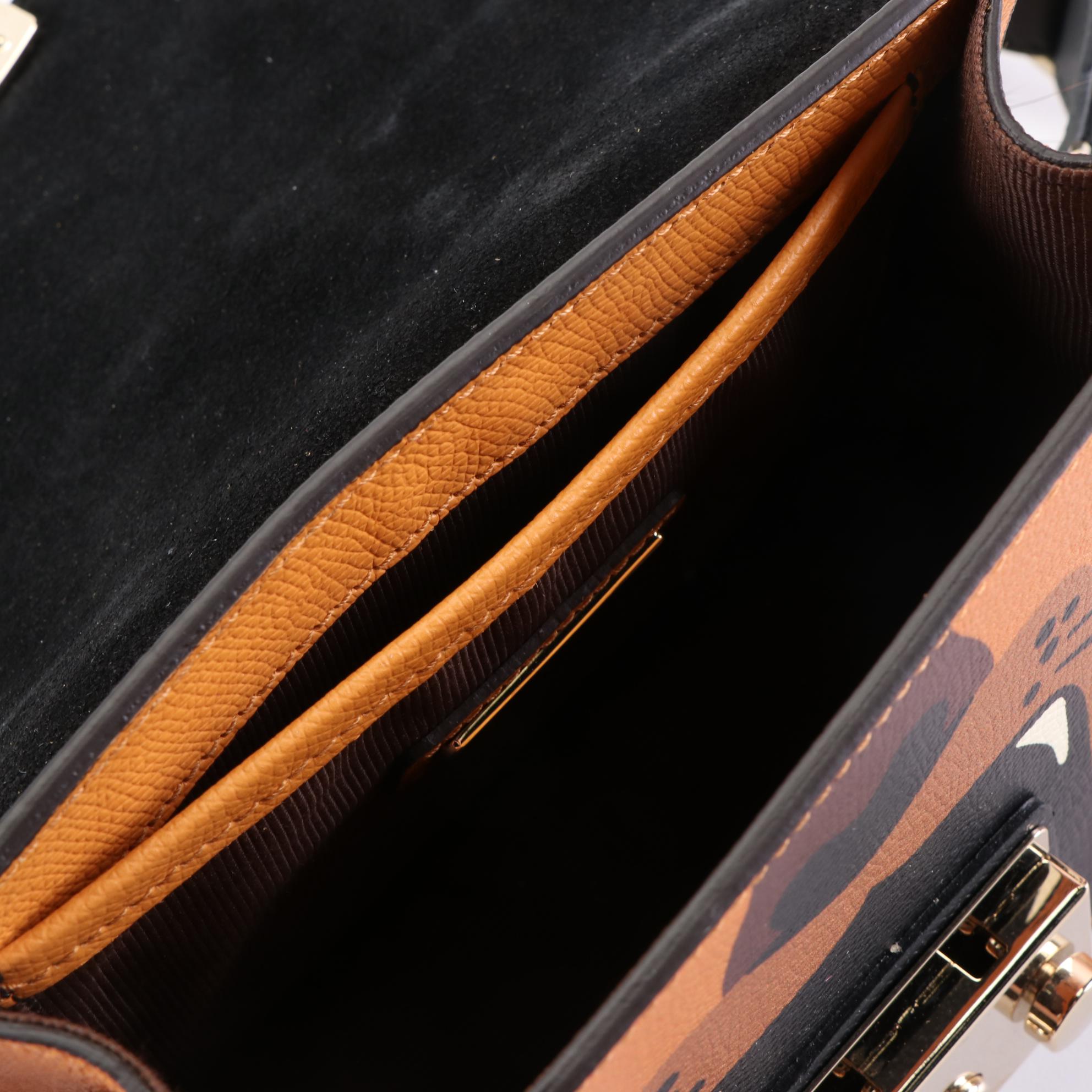 Furla Metropolis Jungle Collection Crossbody in Grained Leather and Fox Fur Trim