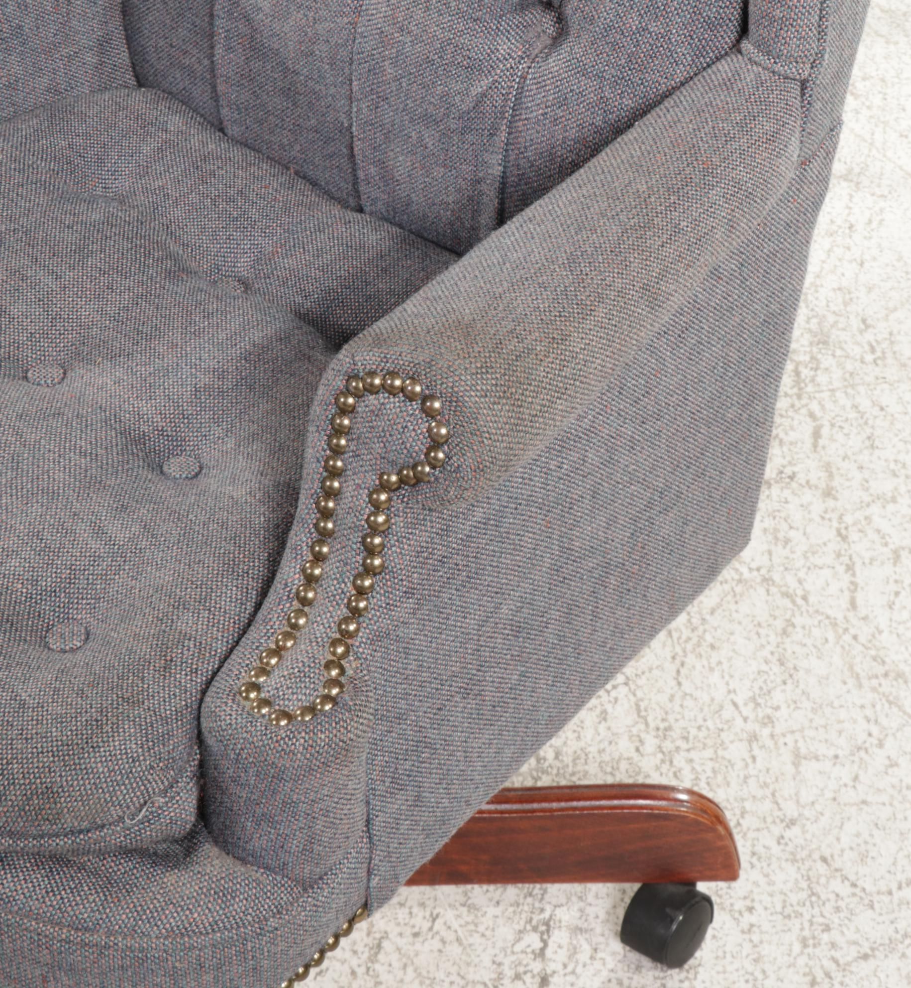 Queen Anne Style Cherry Writing Desk with Swivel Wing Chair, Late 20th Century