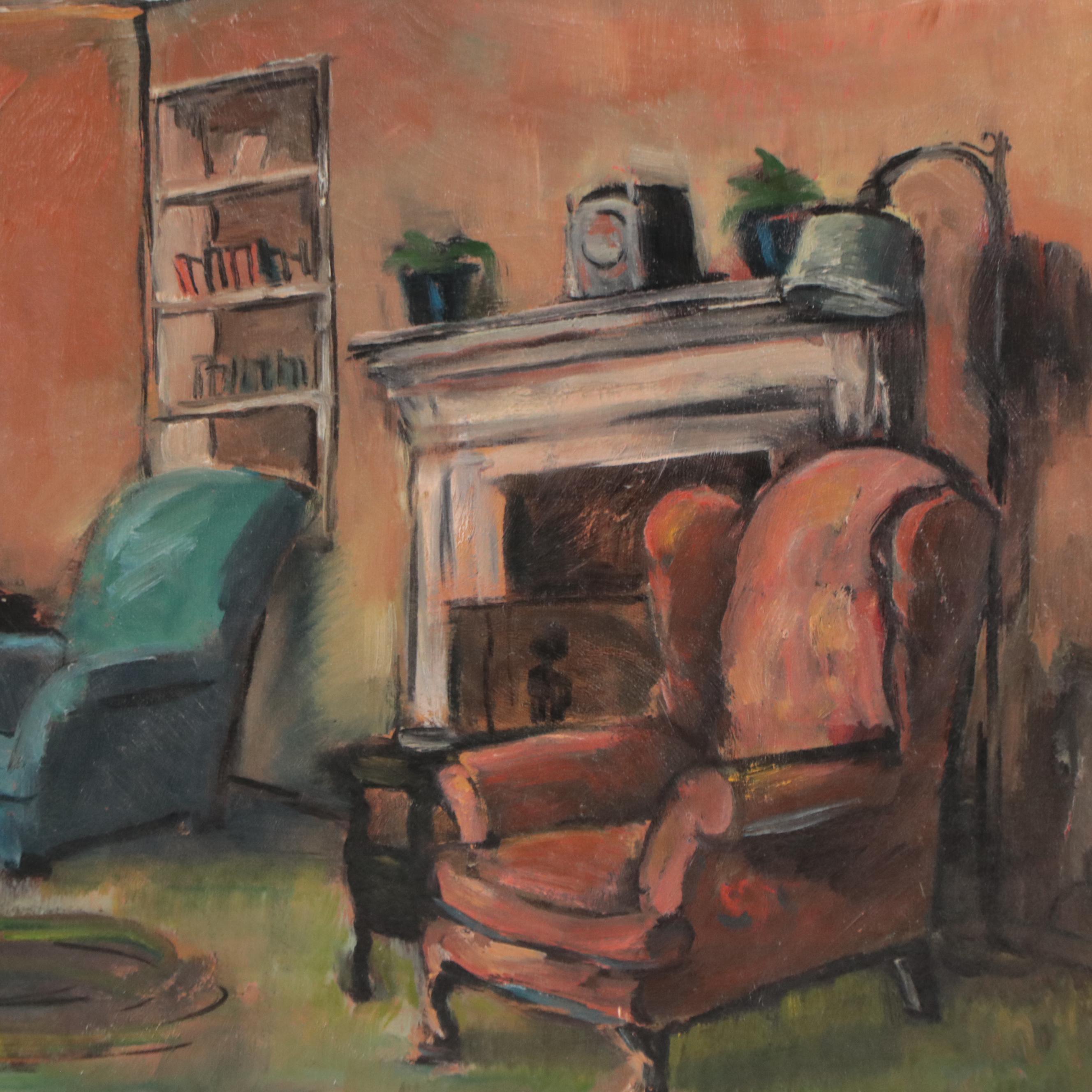 David Smith Oil Painting of Interior Scene, 1942