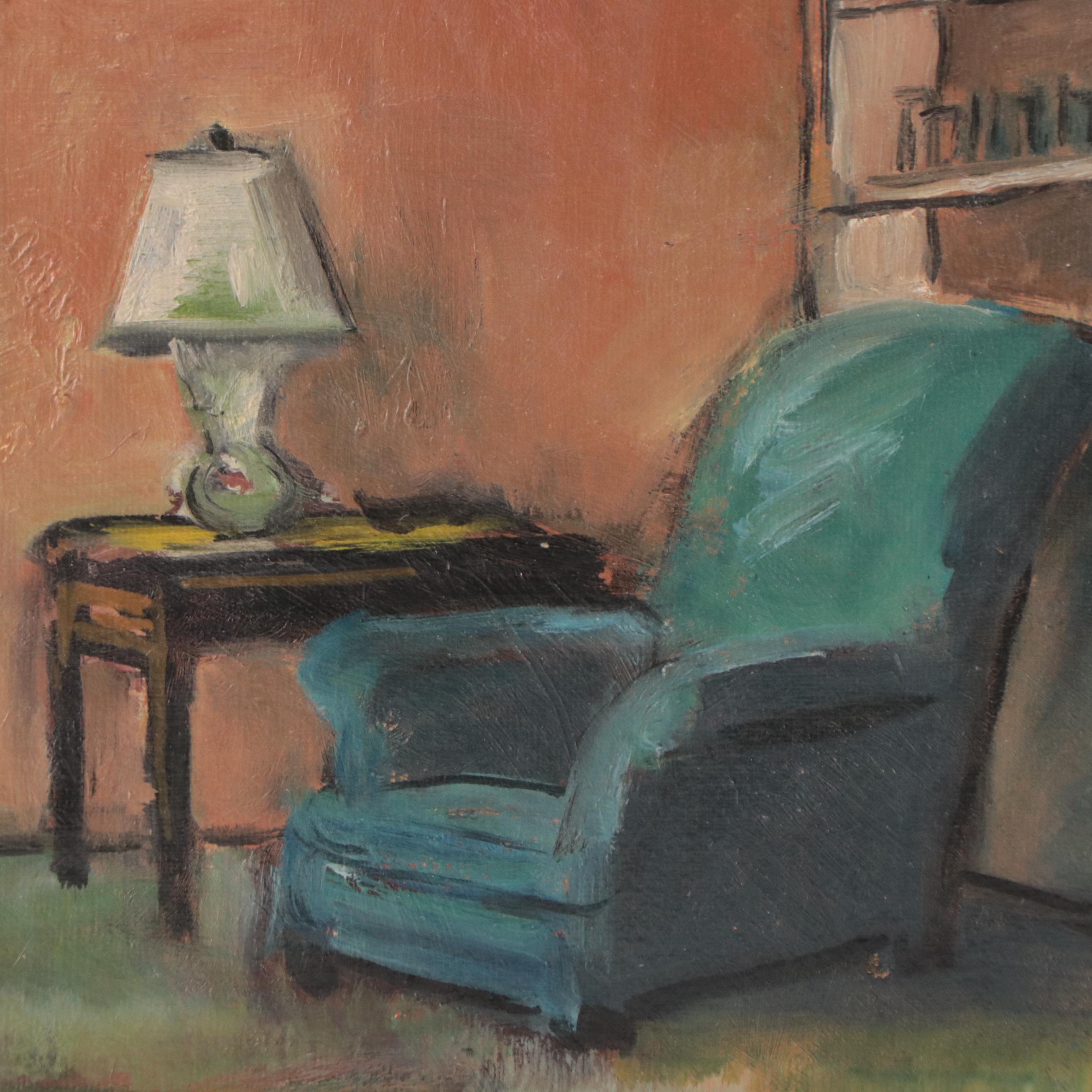 David Smith Oil Painting of Interior Scene, 1942