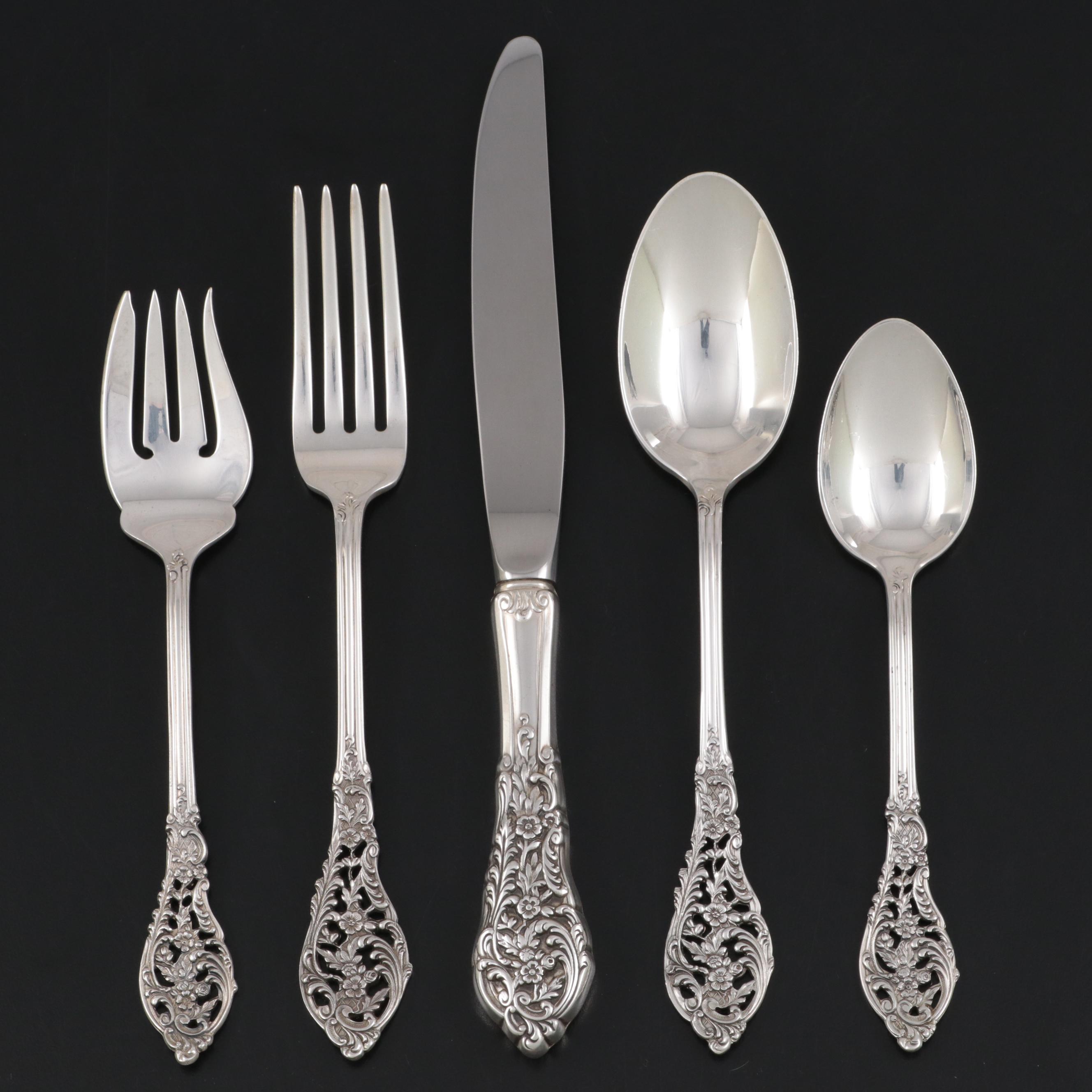 Reed & Barton "Florentine Lace" Sterling Silver Flatware in Chest