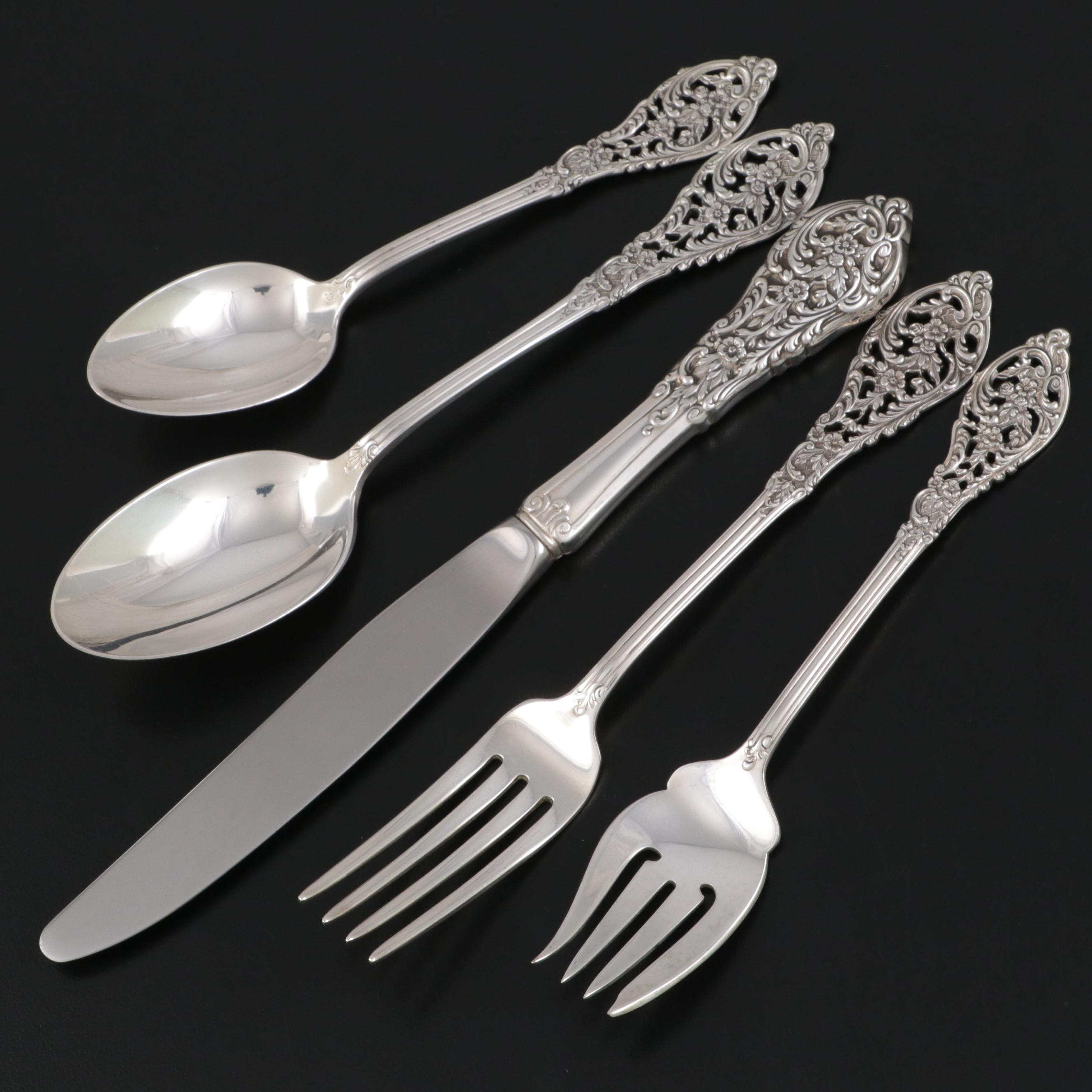 Reed & Barton "Florentine Lace" Sterling Silver Flatware in Chest